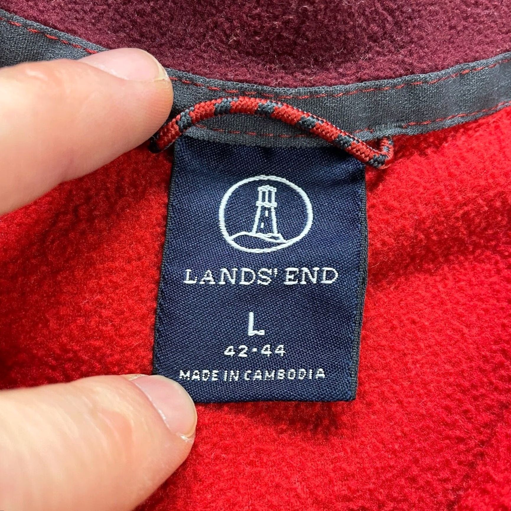 Lands' End Lands' End Fleece Jacket Women Large Red 1/4 Zip High Neck Outdoor Hike Pullover Size L / US 10 / IT 46 - 7 Thumbnail