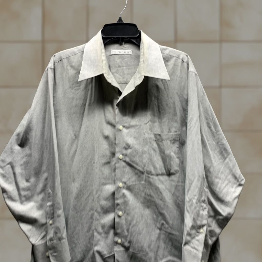Geoffrey Beene Geoffrey Beene Shirt Mens 16.5 Large Gray Oxford Cotton Button-Up Vintage 80s 90s Casual Regular Collar Mens Size US XL / EU 56 / 4 - 1 Thumbnail