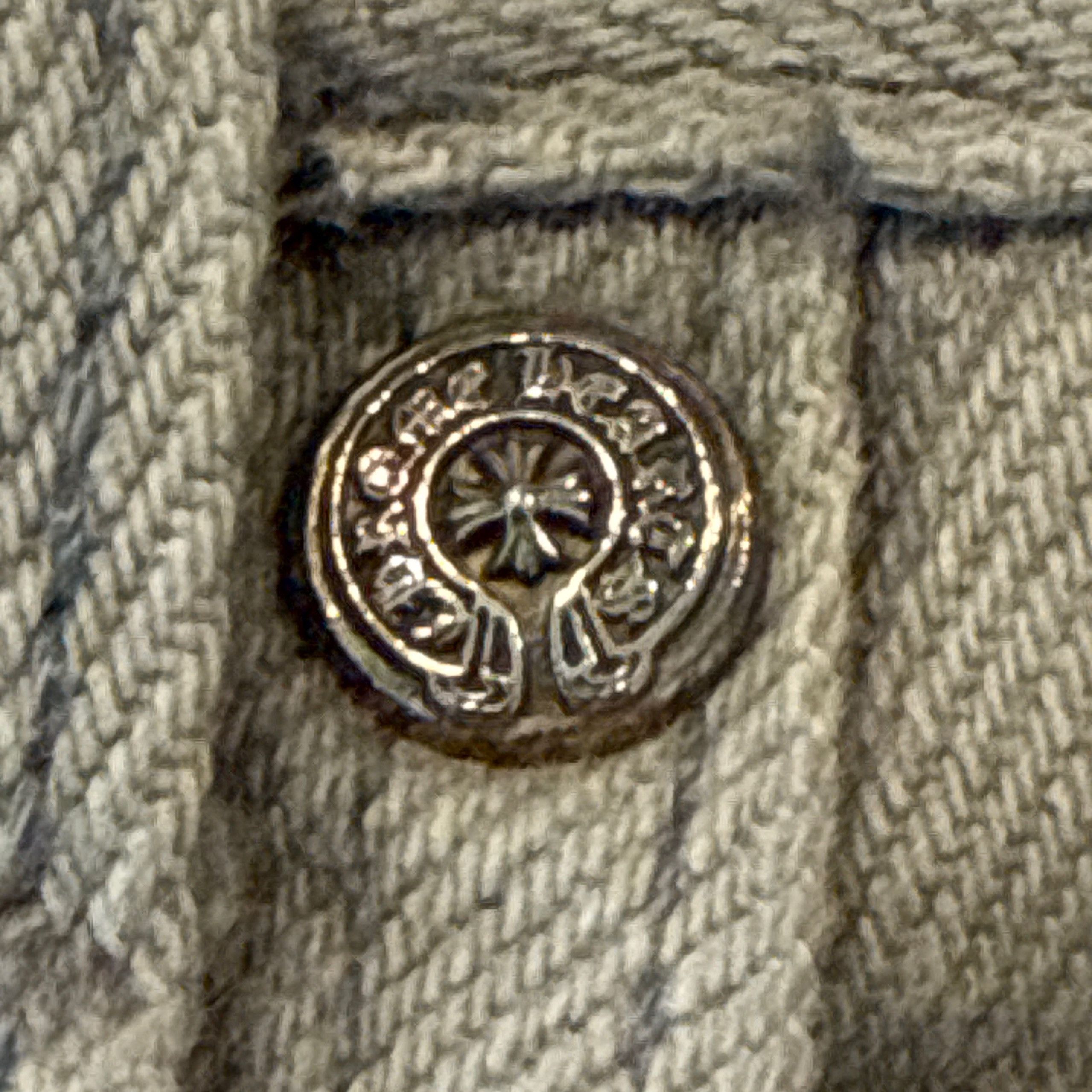 Chrome Hearts Chrome Hearts × Levi’s 501, Lambskin Cross Patch, Light Grey Size US 33 - 14 Thumbnail