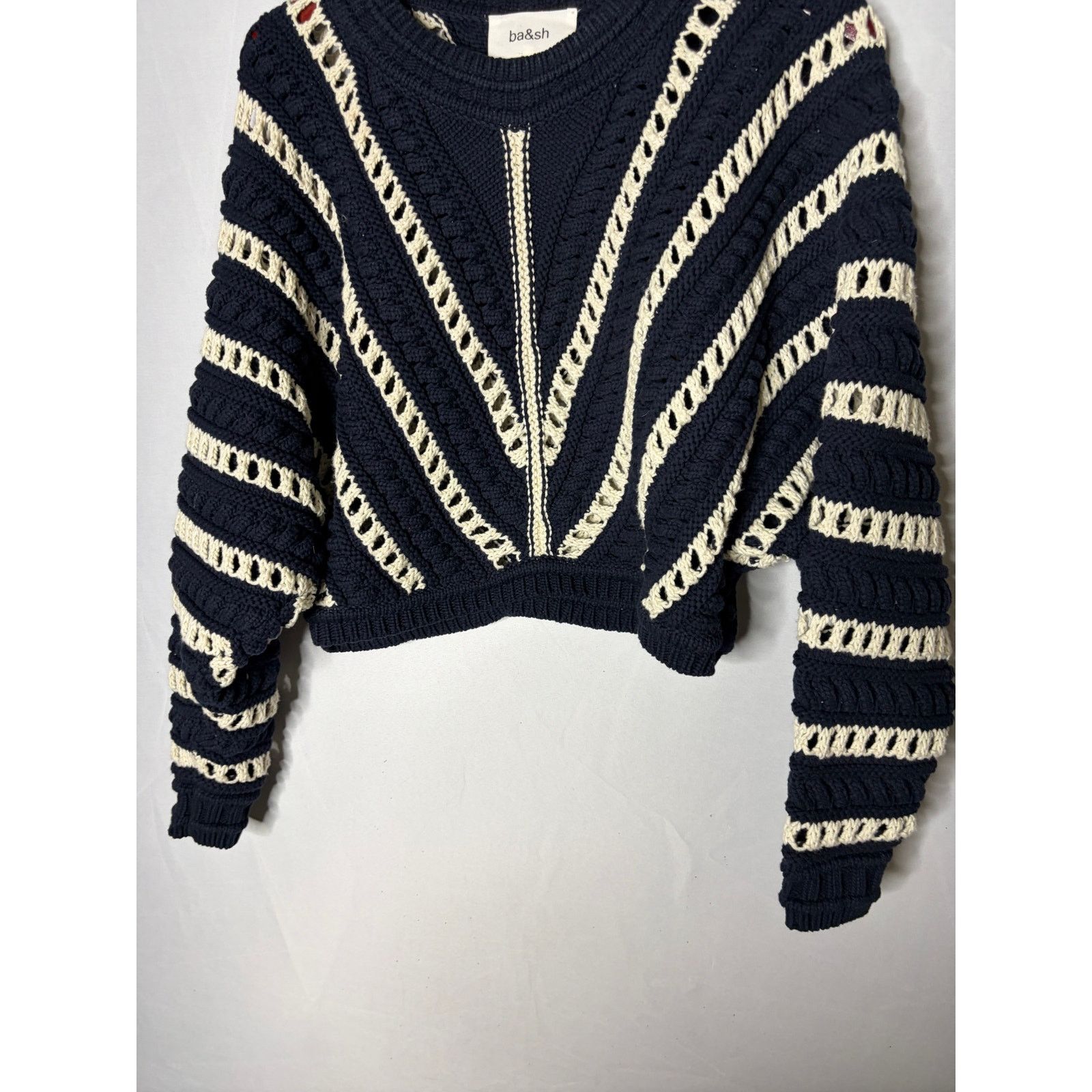 ba&sh Ba&Sh Gardy Crochet Crewneck Pullover Sweater In Marine Size S / US 4 / IT 40 - 4 Thumbnail