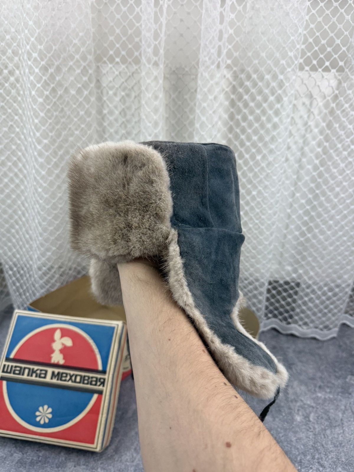 Japanese Brand Vintage Faded 90s Alt Fuzzy Mohair Ushanka USSR Hat Size ONE SIZE - 6 Thumbnail