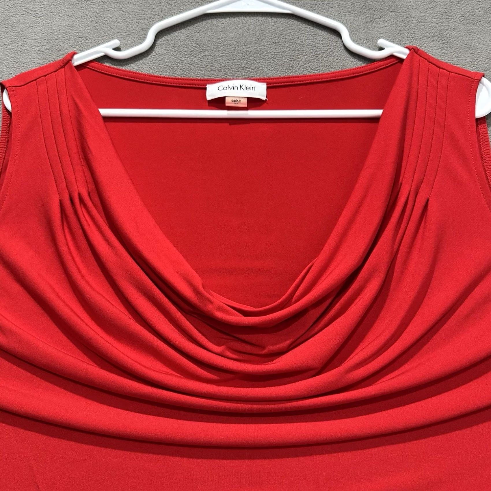 Calvin Klein Calvin Klein Ruched Tank Top Womens 2X Red Cowl Neck Sleeveless Camisole Tank Shirt Plus Size Size XXL / US 16-18 / IT 52-54 - 3 Thumbnail