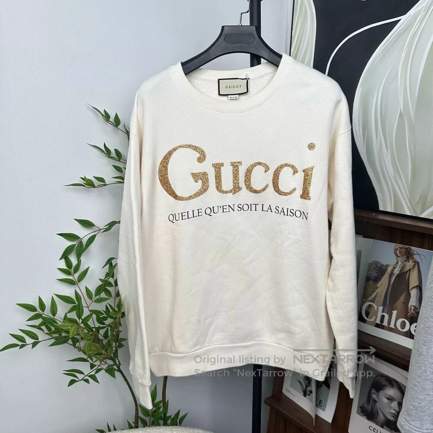 Gucci Gucci Classic White Gold Logo Crewneck Sweatshirt. Size US M / EU 48-50 / 2 - 1 Thumbnail