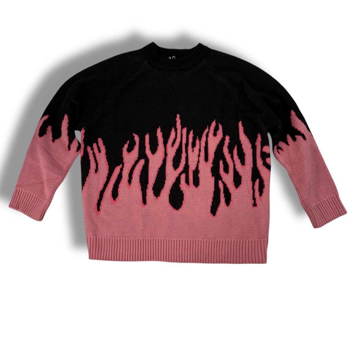 Aelfric Eden Solid Black Hot Pink Flames Sweater