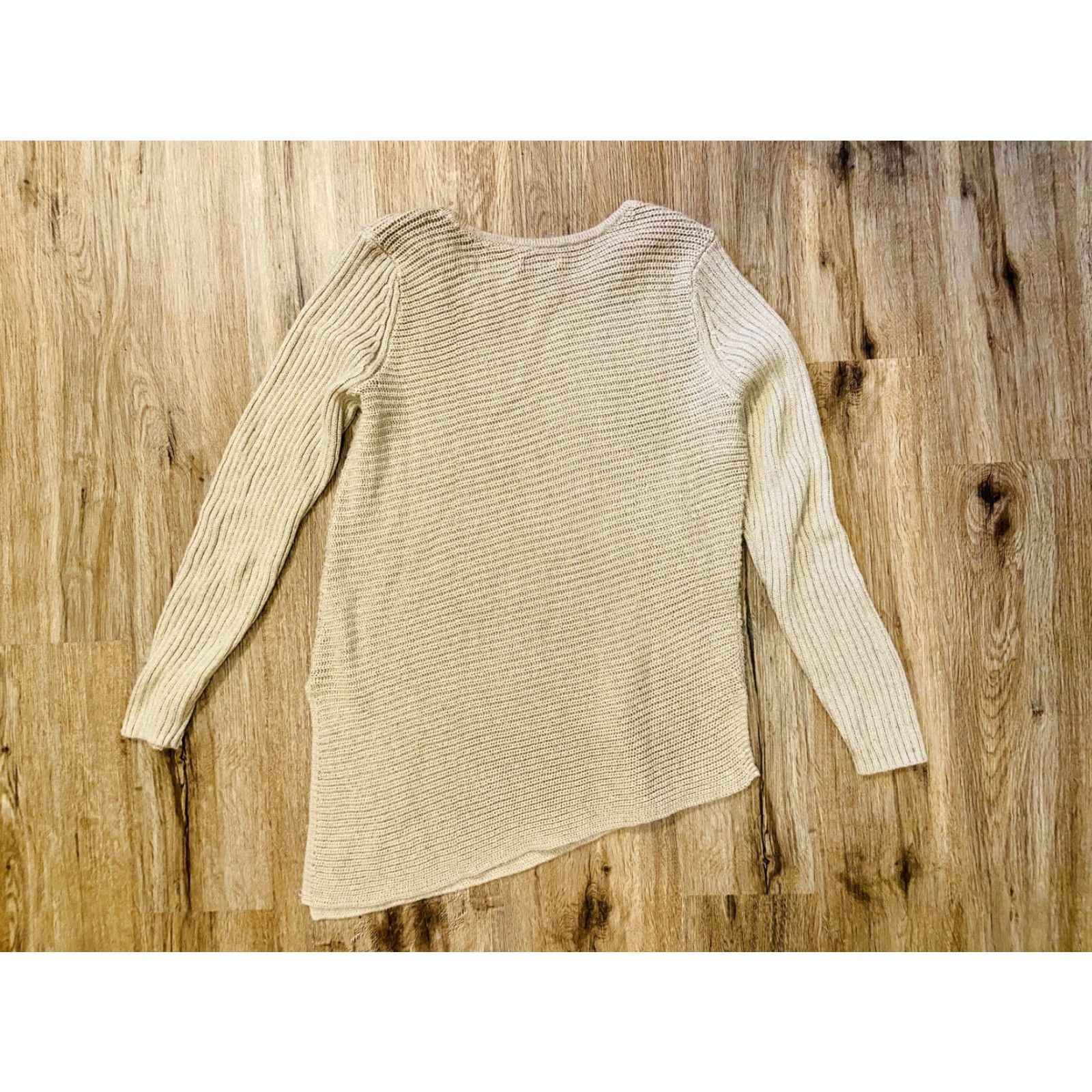Apt. 9 APT. 9 Gold Sparkle Sweater Blouse Long Sleeve Pullover Women's Size L with Slit Sleeves Cream American Theme Size L / US 10 / IT 46 - 8 Thumbnail