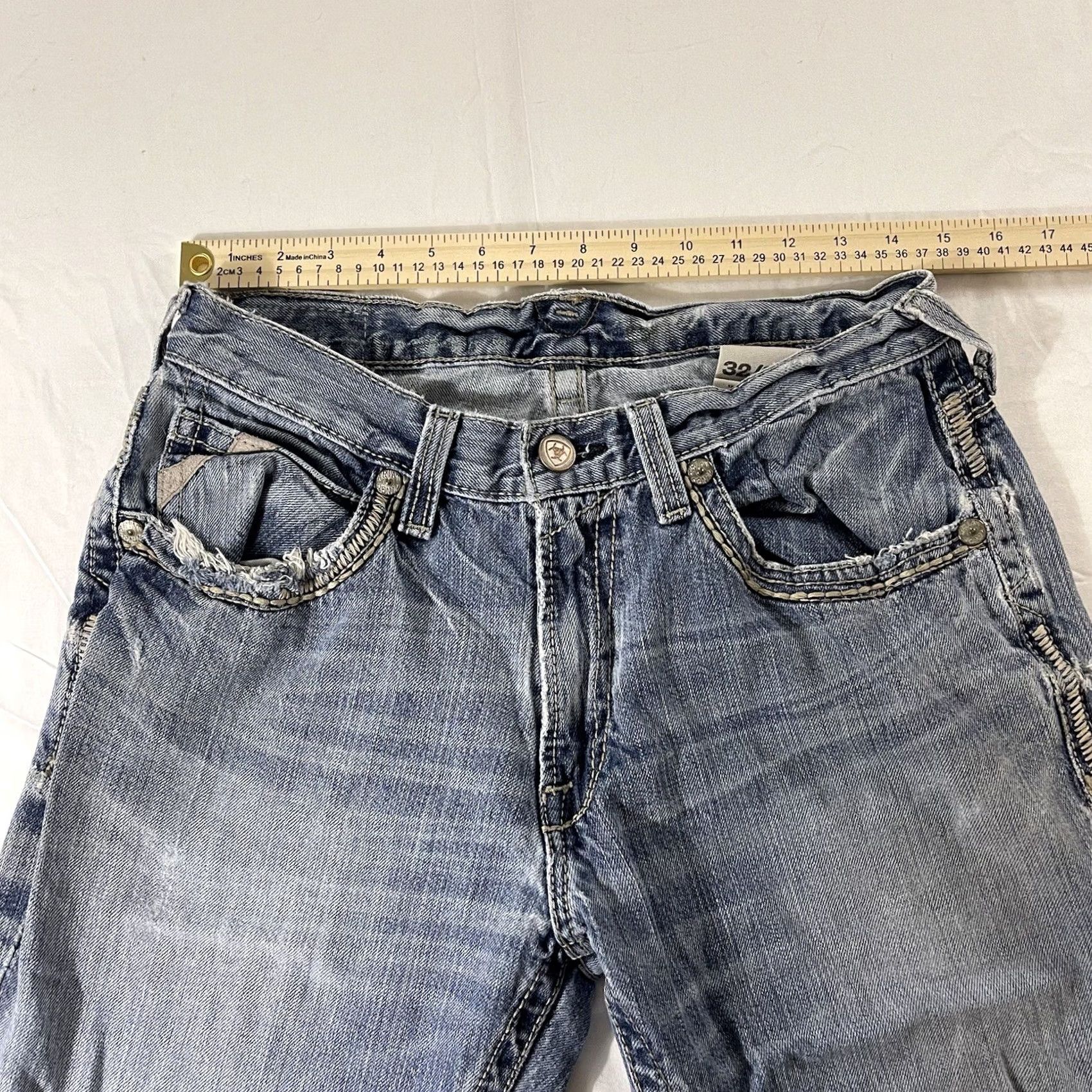 Ariat Ariat Jeans DISTRESSED Slim Straight 100% Cotton 10012703 Jeans Men 32x34 Blue Denim Slim Distressed Modern 90s Mens Size US 30 / EU 46 - 7 Thumbnail