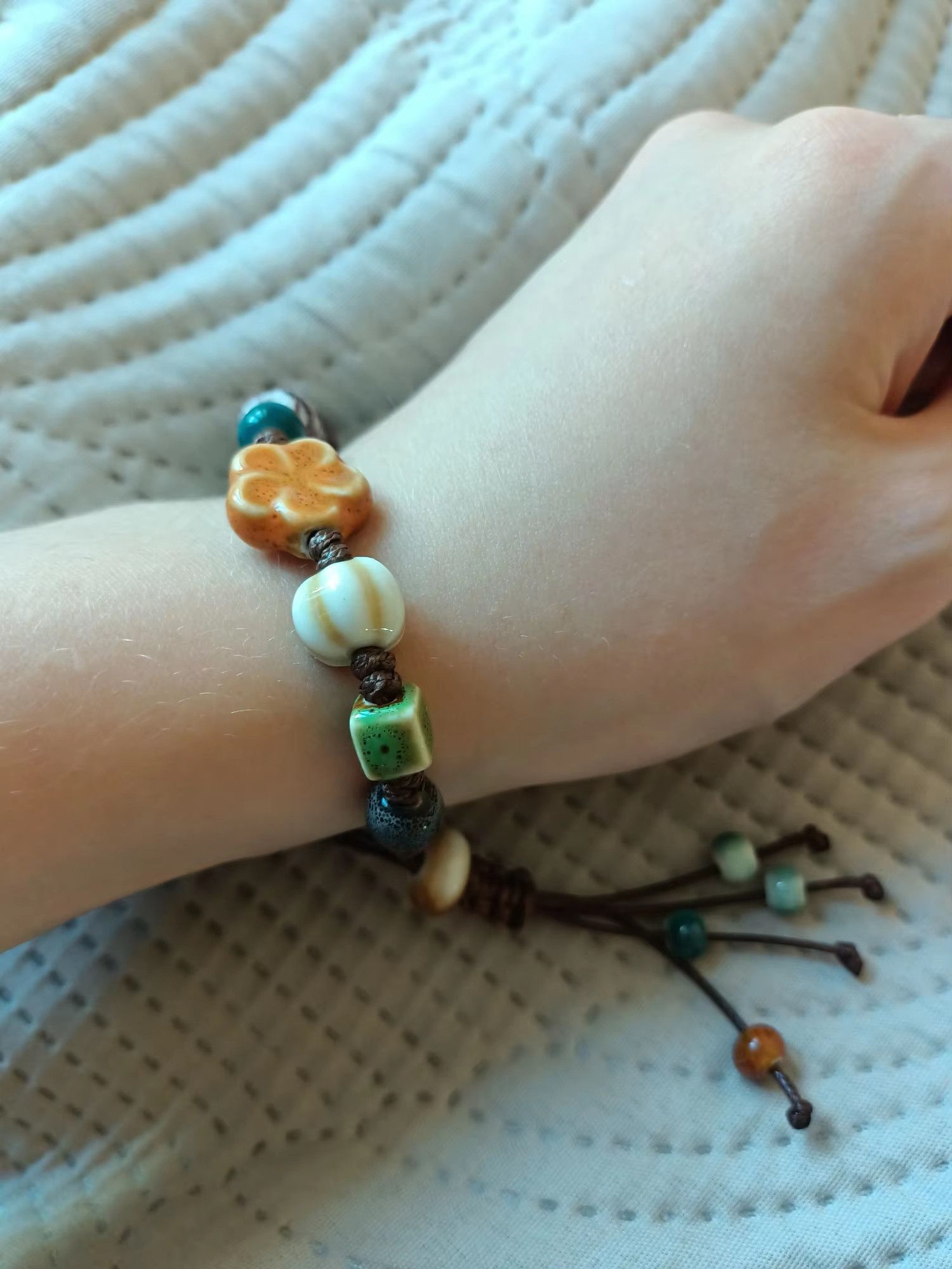 Handmade Vintage Ceramic Bracelet Handmade Jewelry Gift For Her Size ONE SIZE - 3 Thumbnail