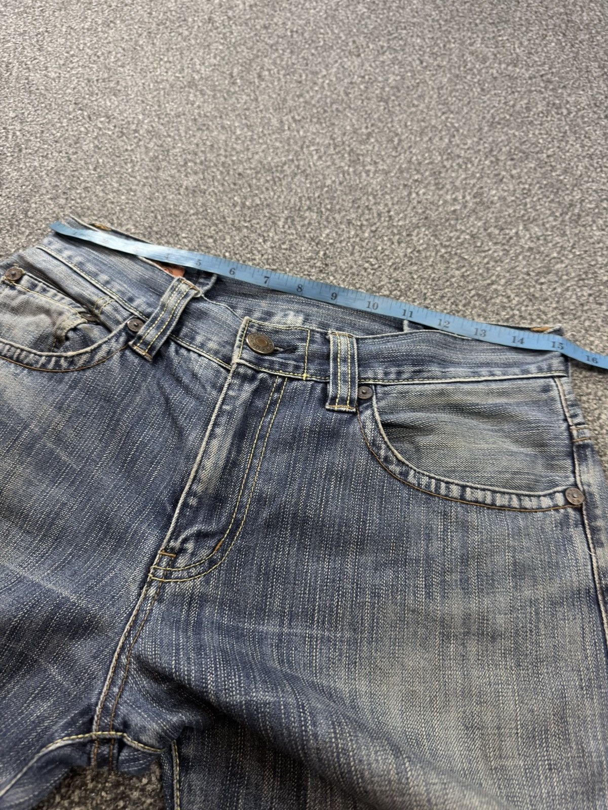 Karakuri Tamashii Japanese Embroidered Handfoot Distressed Y2K Denim Size US 30 / EU 46 - 17 Thumbnail