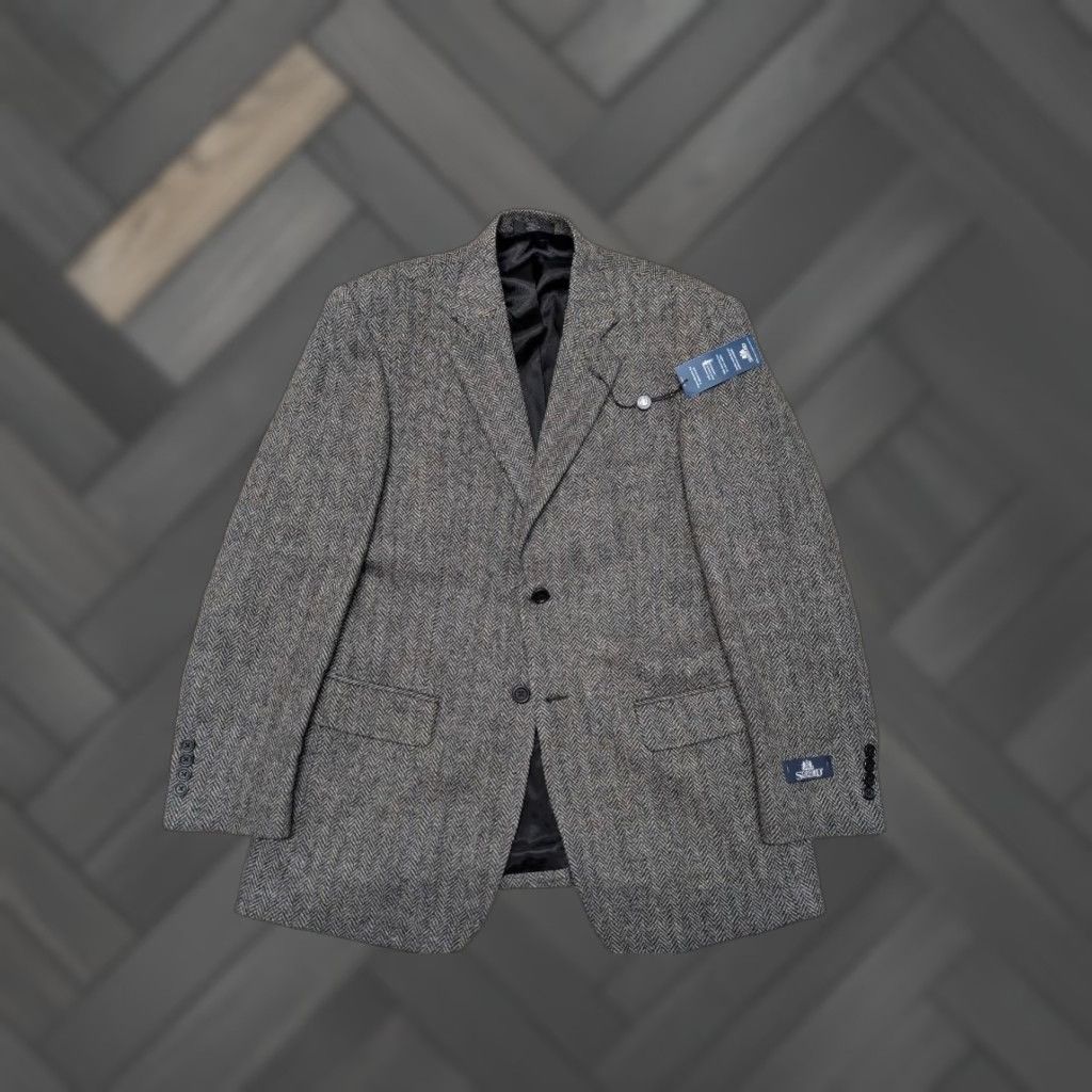 Stafford VINTAGE Stafford Tweed blazer - Gray Wool Herringbone Blazer JACKET, 40R, Single-Breasted, Notch Lapel, Two-Button, Single-Vented, Sportscoat, Men Size 40R - 1 Thumbnail