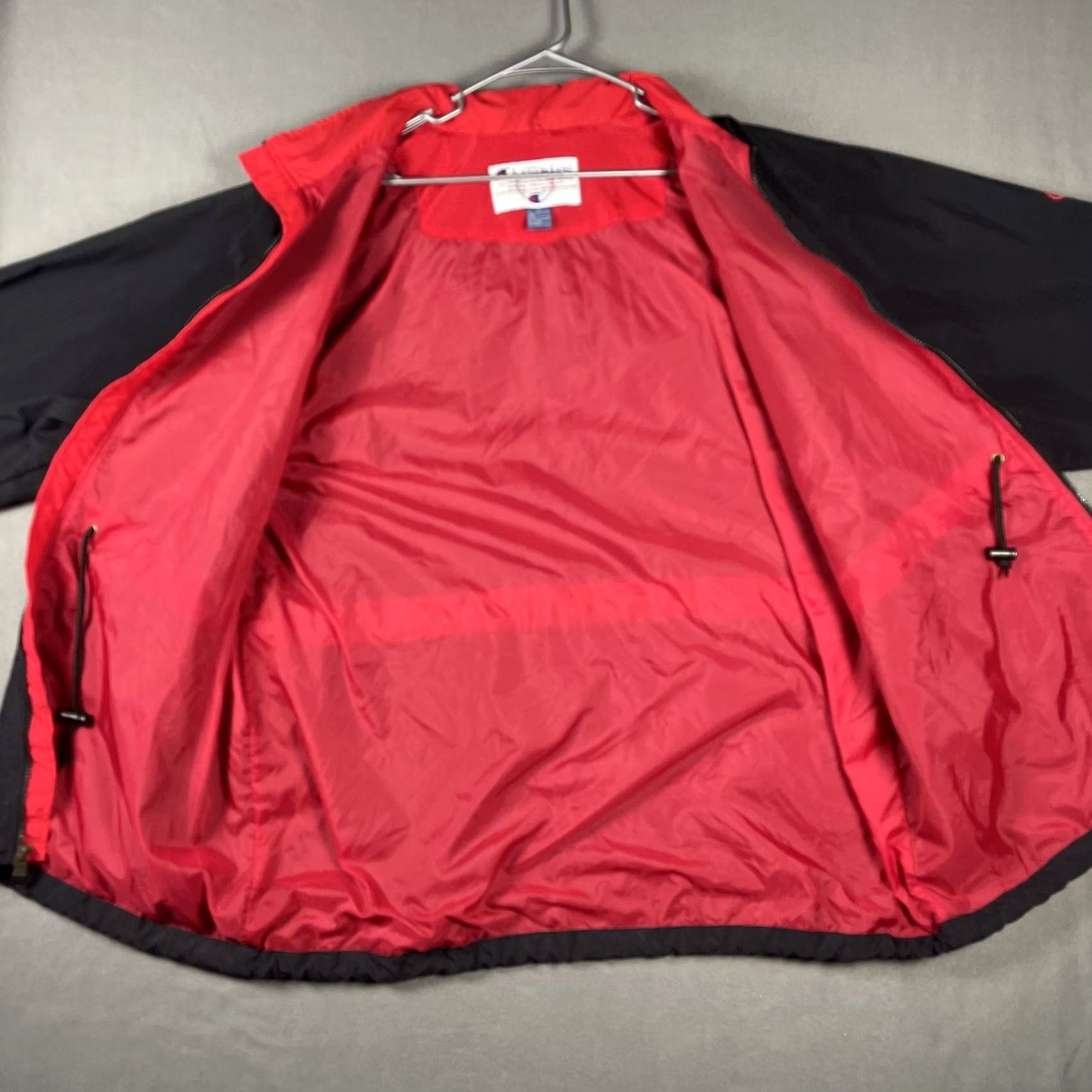 Champion VINTAGE Champion Windbreaker Full Zip Jacket XL Black Hidden Hood 90s Retro Sports Mens Jacket Size US XL / EU 56 / 4 - 4 Thumbnail
