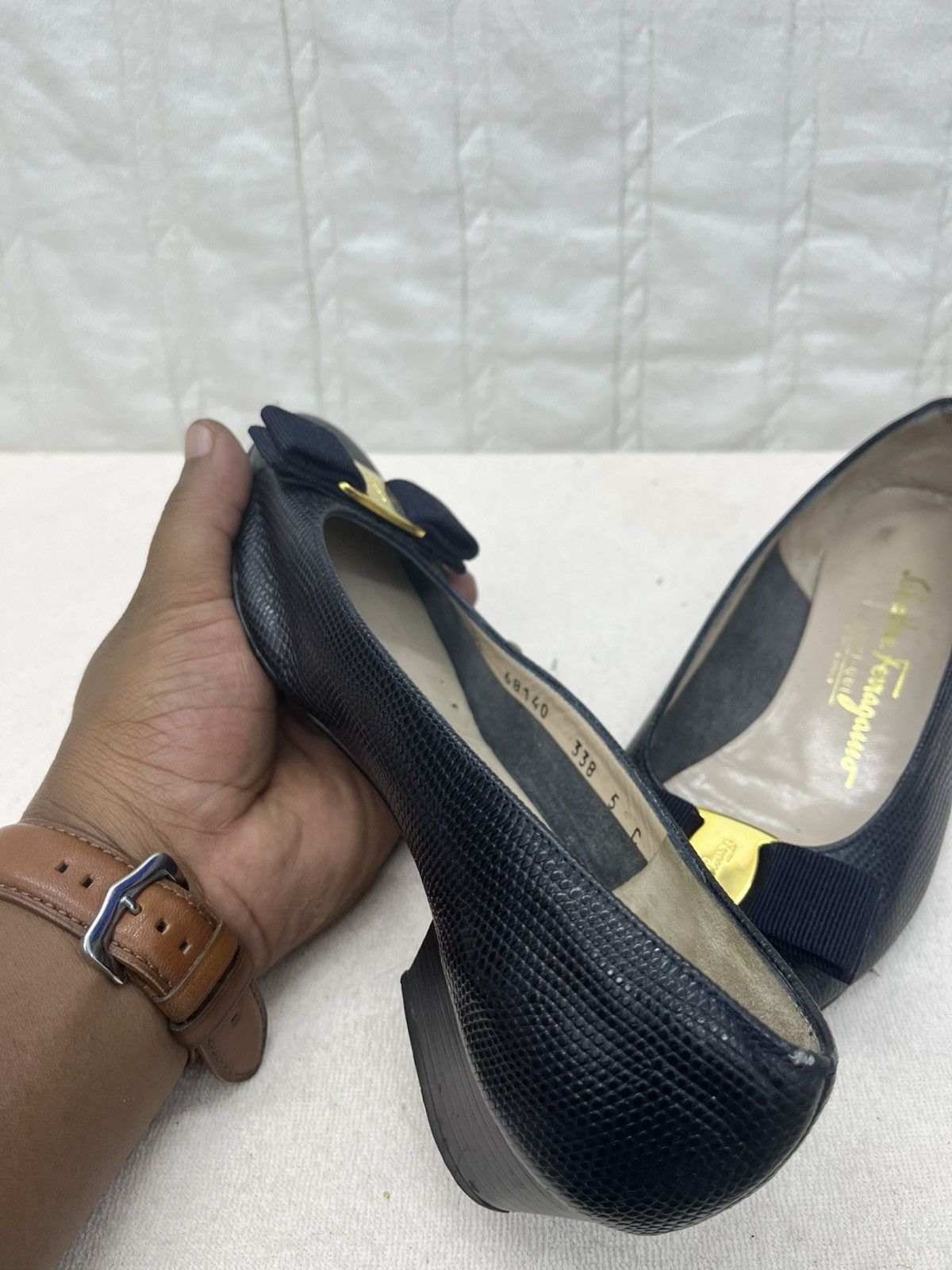 Salvatore Ferragamo SALVATORE FERRAGAMO PUMPS BLUE LEATHER SHOE Size US 5 / IT 35 - 2 Thumbnail