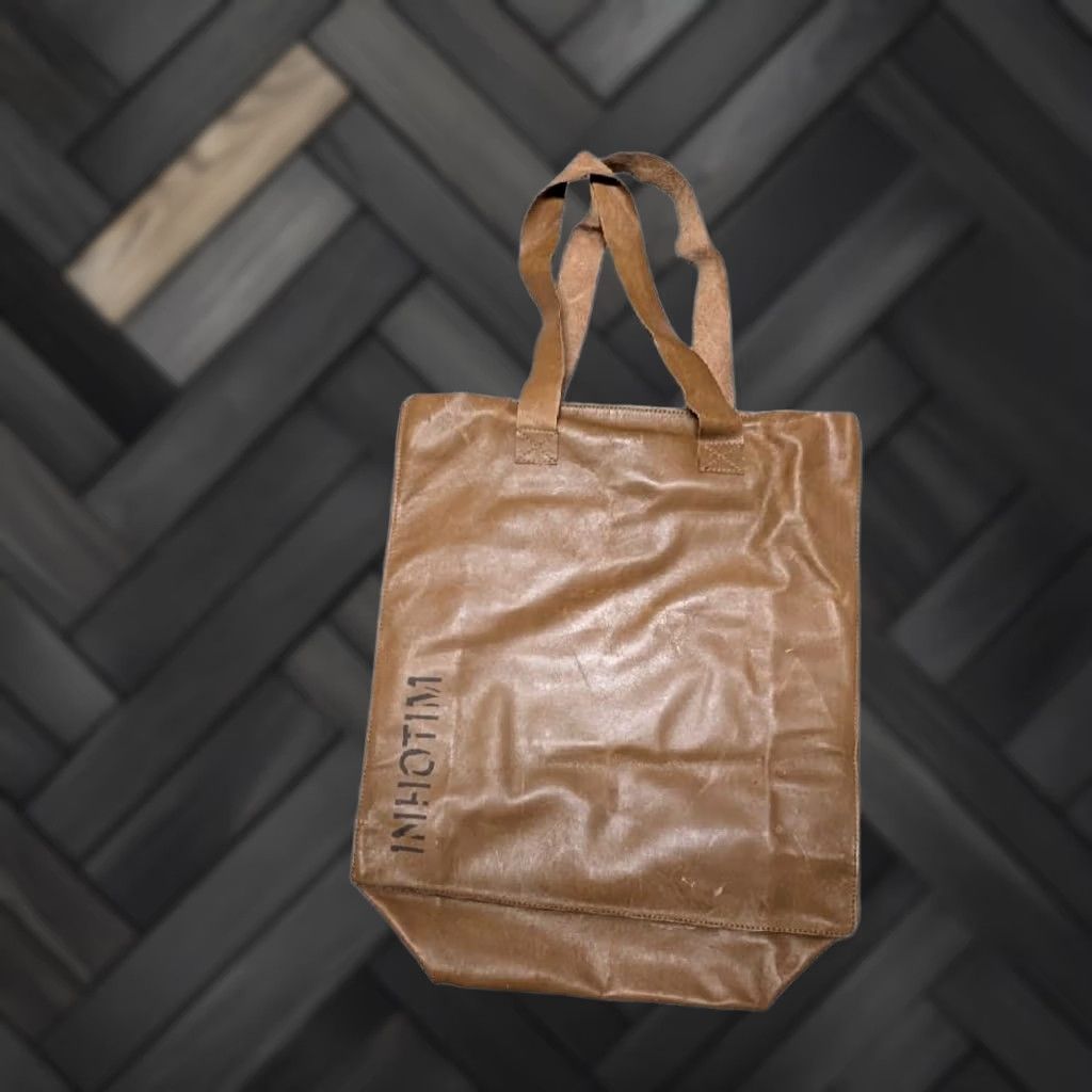 Vintage VINTAGE handcrafted leather bag INHOTIM art museum BRAZIL brown tote Unisex Adults 16x5x15.5 leather bag 90s concert theme Mens Womens Size ONE SIZE - 1 Thumbnail