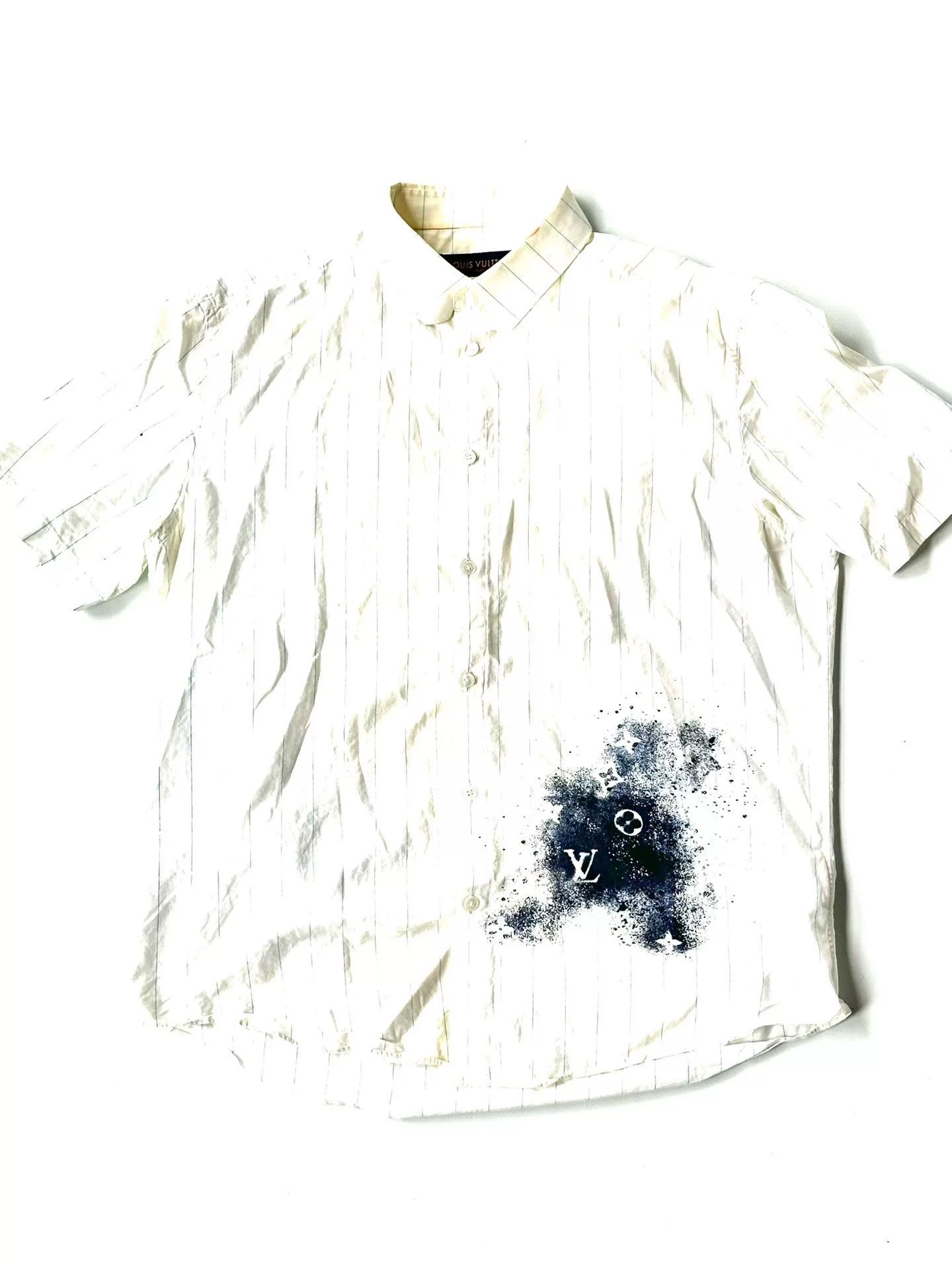 Louis Vuitton Louis Vuitton White Splatter Short-Sleeve Shirt Size US XL / EU 56 / 4 - 1 Thumbnail