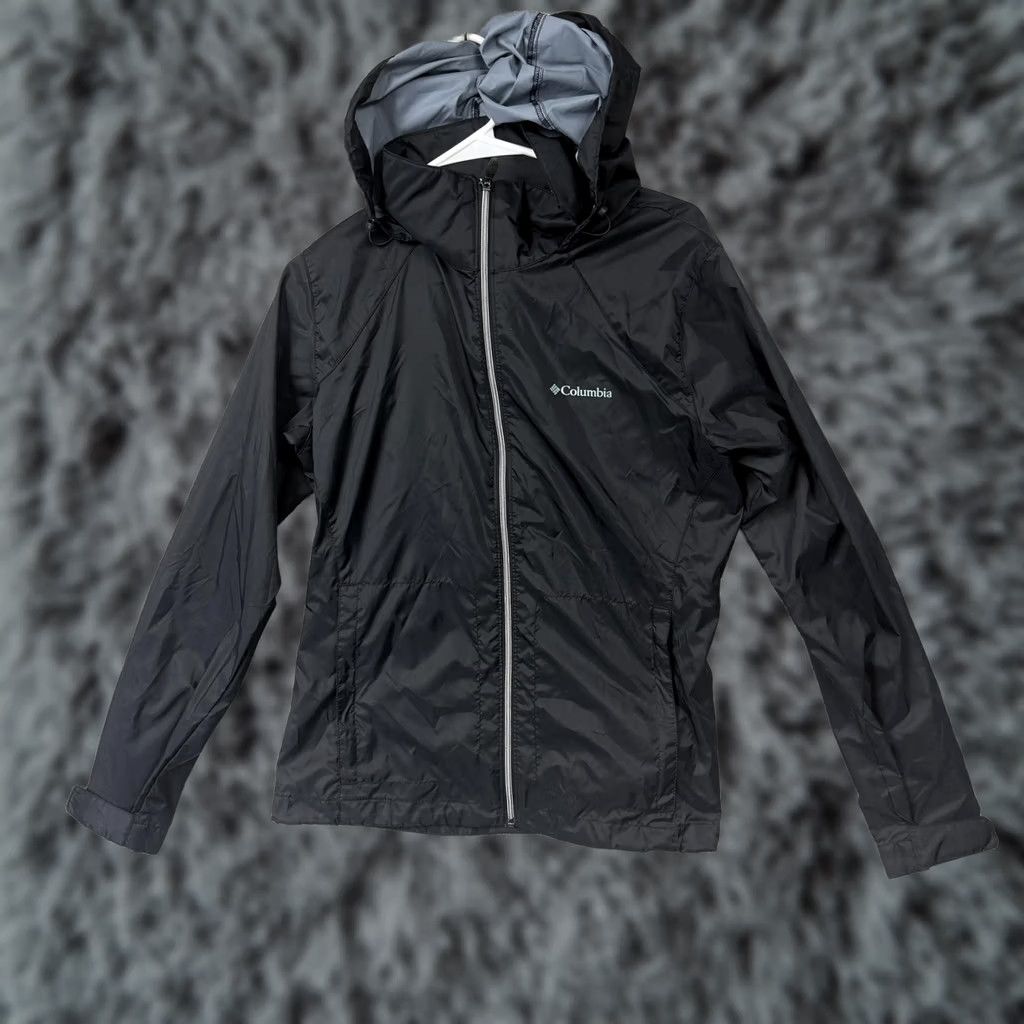 Vintage Columbia Windbreaker Jacket Women L Black Hooded Full Zip Lightweight Hiking Size L / US 10 / IT 46 - 1 Thumbnail