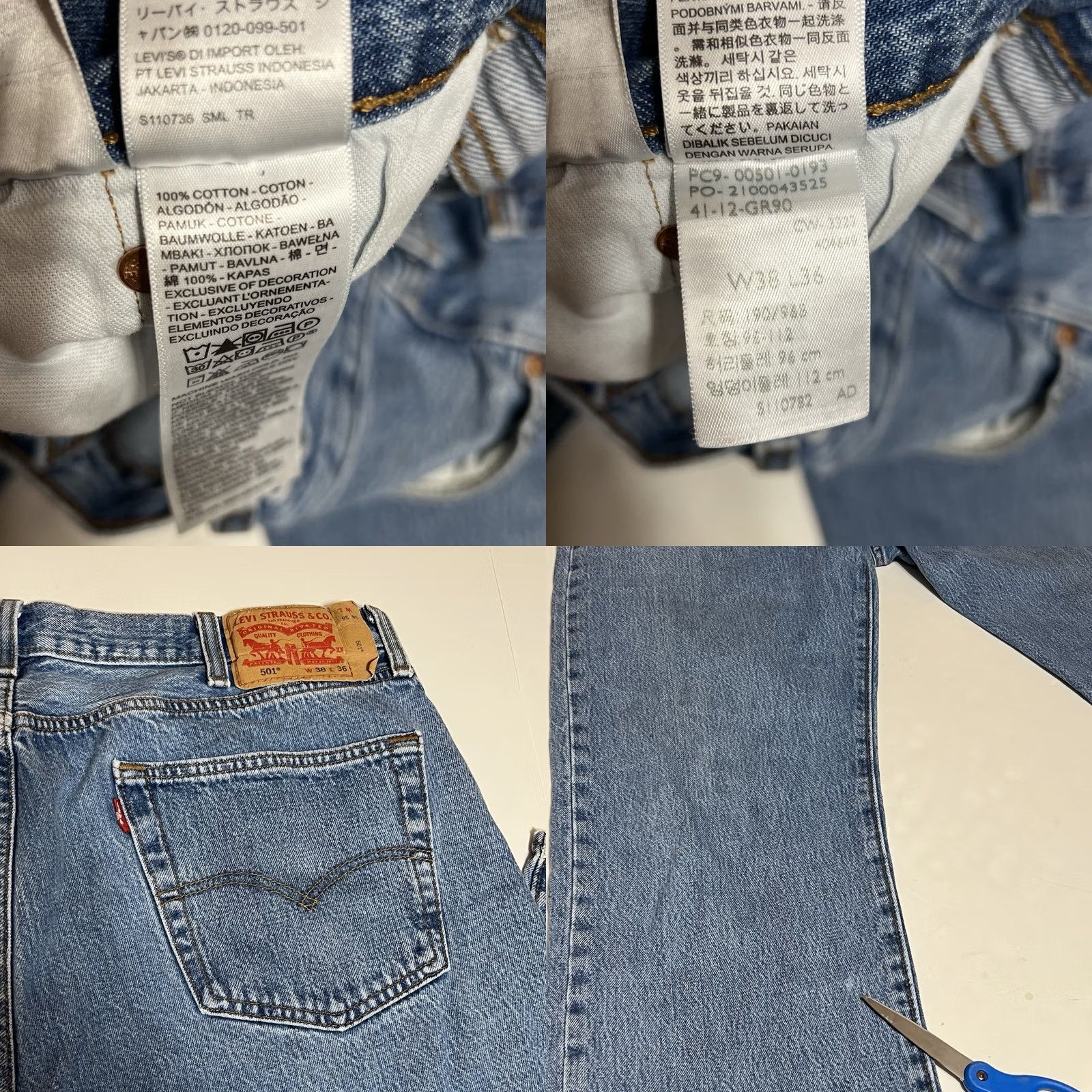 Levi's Levi's 501 Jeans Denim Medium Wash Blue Button-Fly 38x34 Regular Mens Pants Straight Size US 38 / EU 54 - 8 Thumbnail