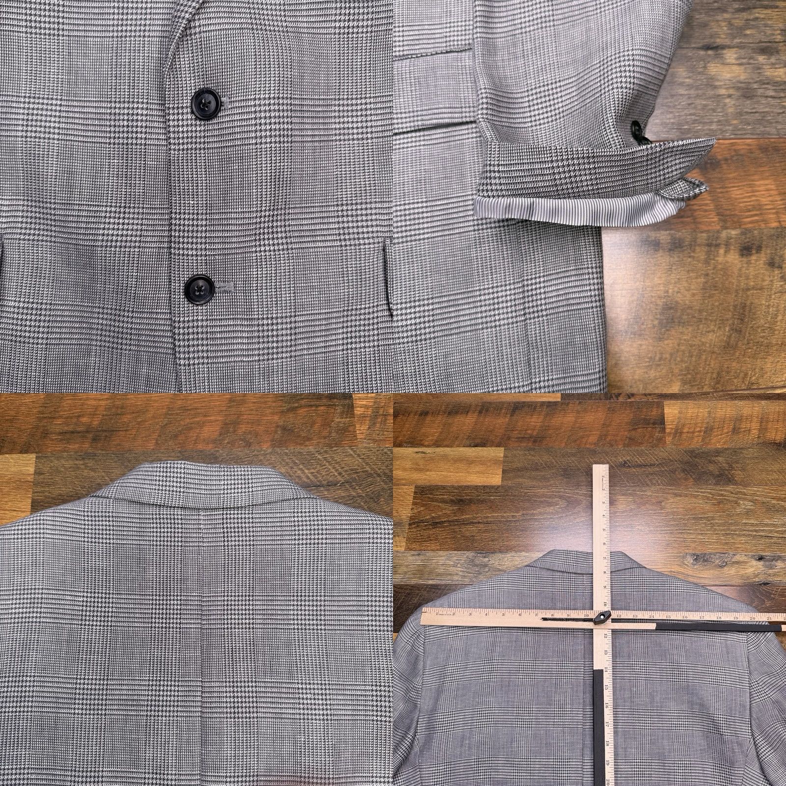 Jos. A. Bank Jos. A. Bank Blazer 44R Gray Linen Wool Houndstooth Plaid Sport Coat Men Regular Blazer/Coat Notch Lining Acetate Plaid Vintage? No Size 44R - 8 Thumbnail