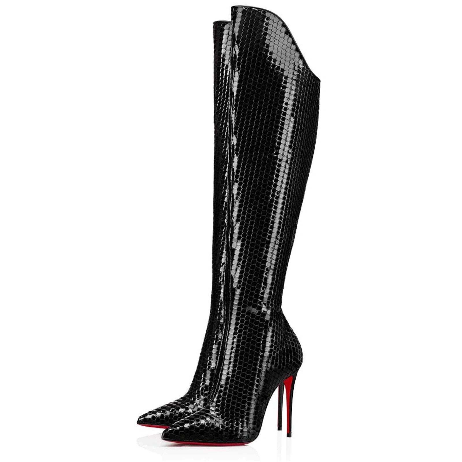 Christian Louboutin Christian Louboutin Alta Botta 100 Black Patent Bird Knee Size US 6 / IT 36 - 1 Thumbnail