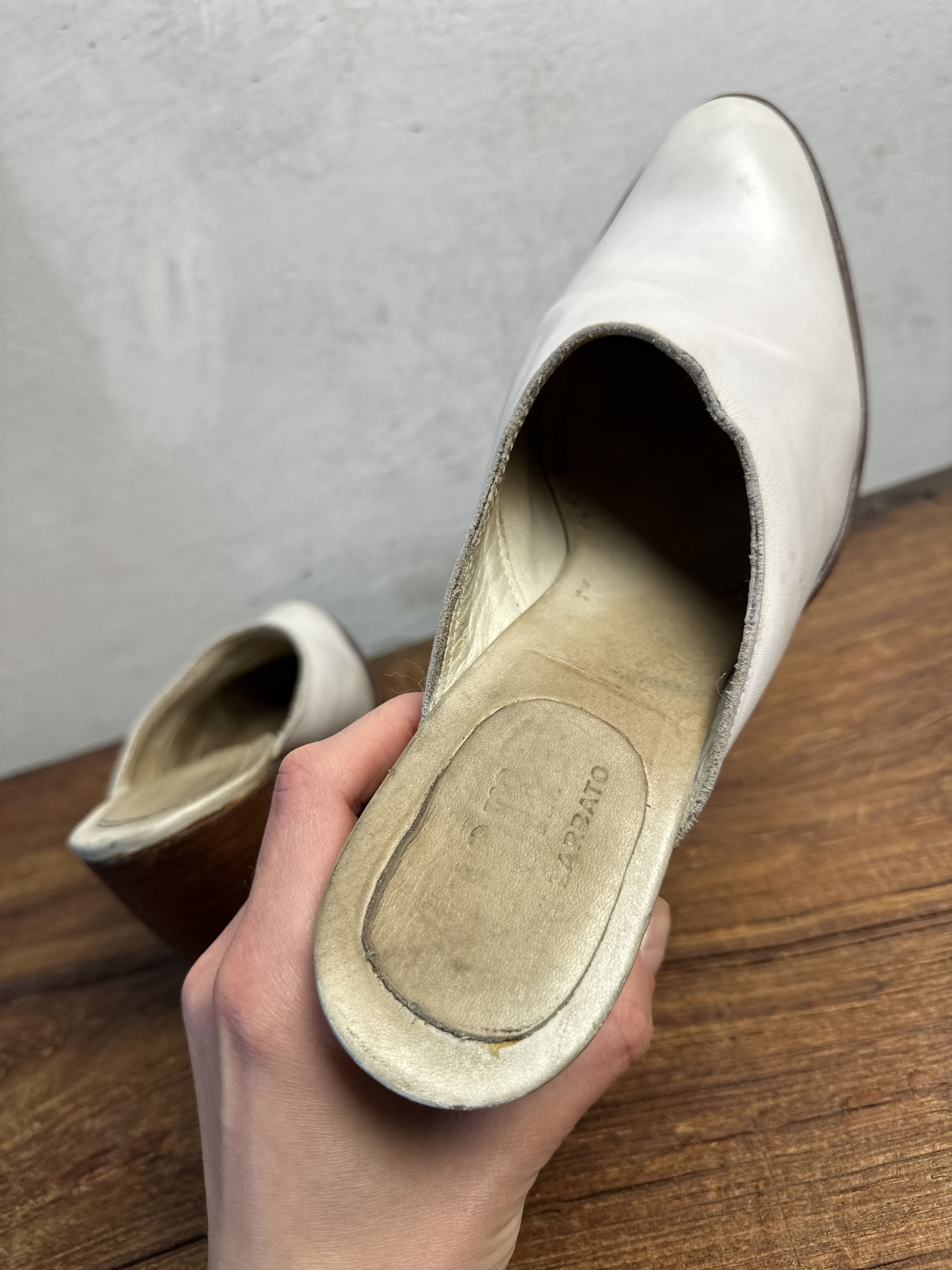 Gianni Barbato Gianni Barbato White Leather Mules Size US 9 / IT 39 - 5 Thumbnail