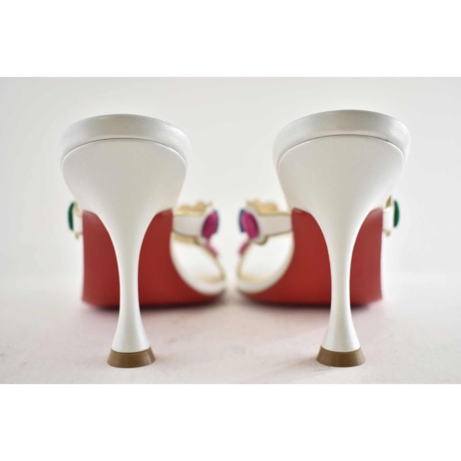 Christian Louboutin Smarta 85 White Multi Backless Mule Sandal Heel Pump 38.5 Size US 8.5 / IT 38.5 - 12 Thumbnail