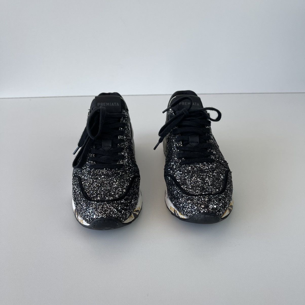 Premiata Premiata Glitter Leather Sneakers Black 2543 Women’s Italy Size US 8 / IT 38 - 3 Thumbnail