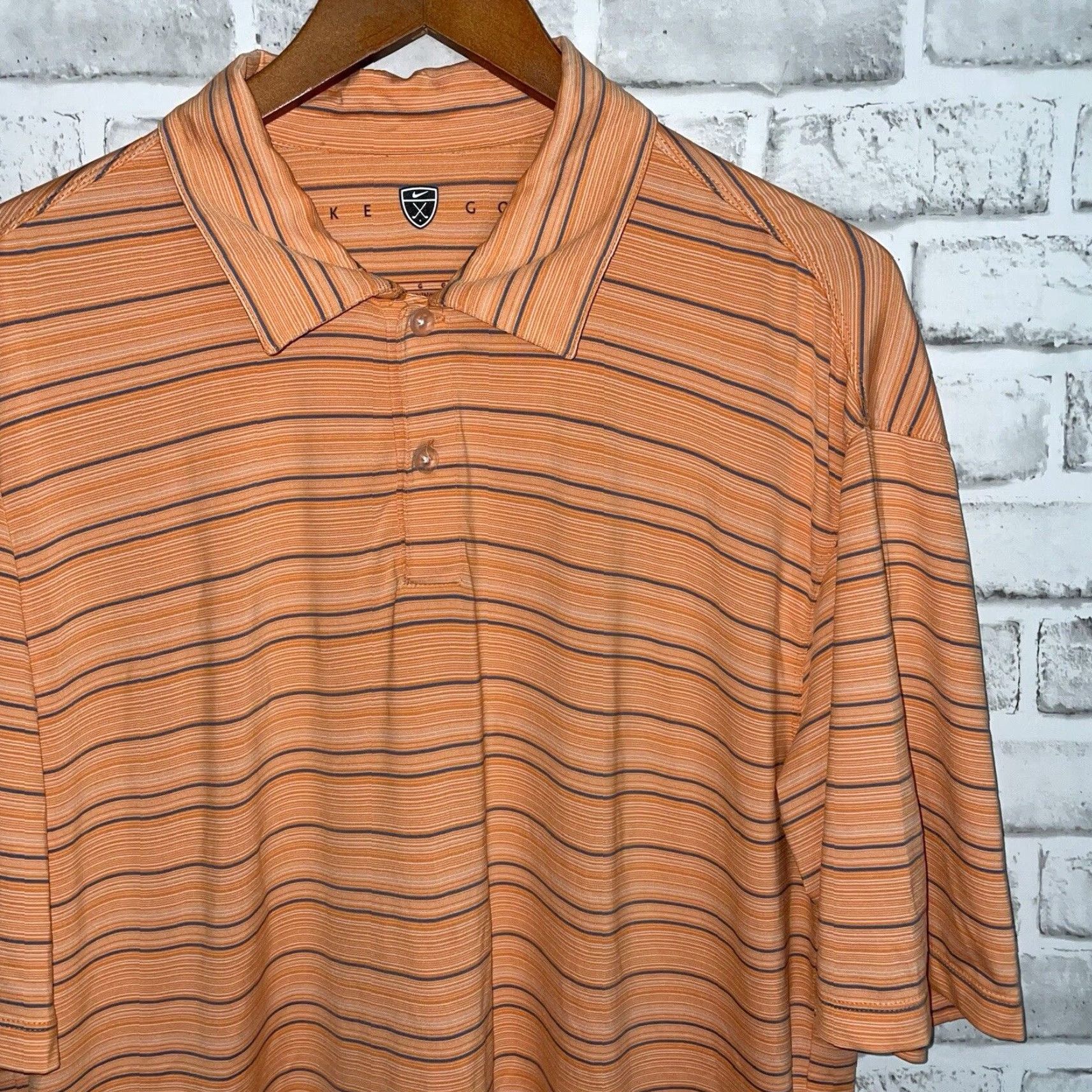 Nike Nike Golf Polo Shirt Mens Size L Orange Striped Athletic FitDry Golf Clothing Size US L / EU 52-54 / 3 - 2 Thumbnail