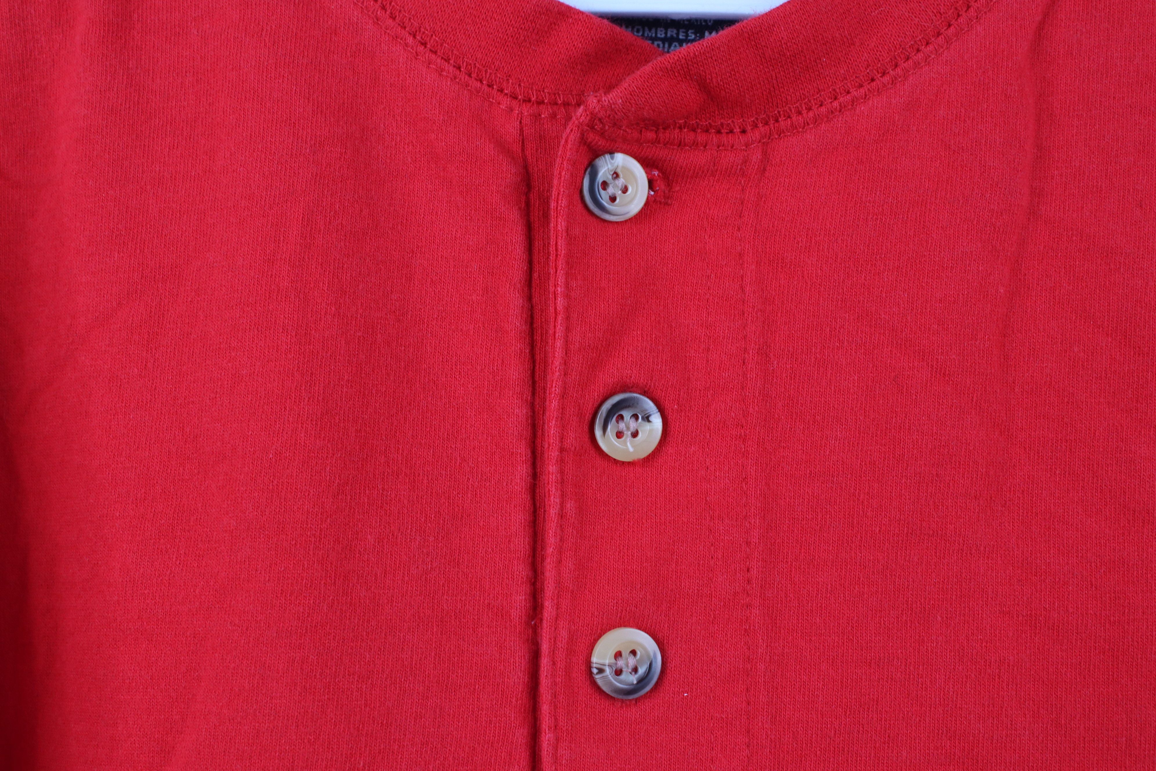 Vintage Vintage 90s Streetwear Blank Cotton Henley T-Shirt Red Size US M / EU 48-50 / 2 - 4 Thumbnail
