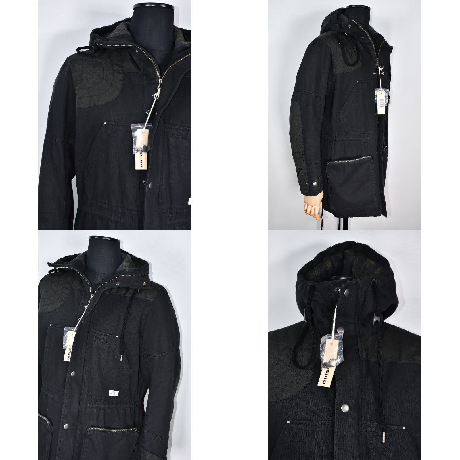 Diesel Diesel Jacket Parka Hooded Men M Black Cotton ZIP Casual Vintage No Size US M / EU 48-50 / 2 - 8 Thumbnail