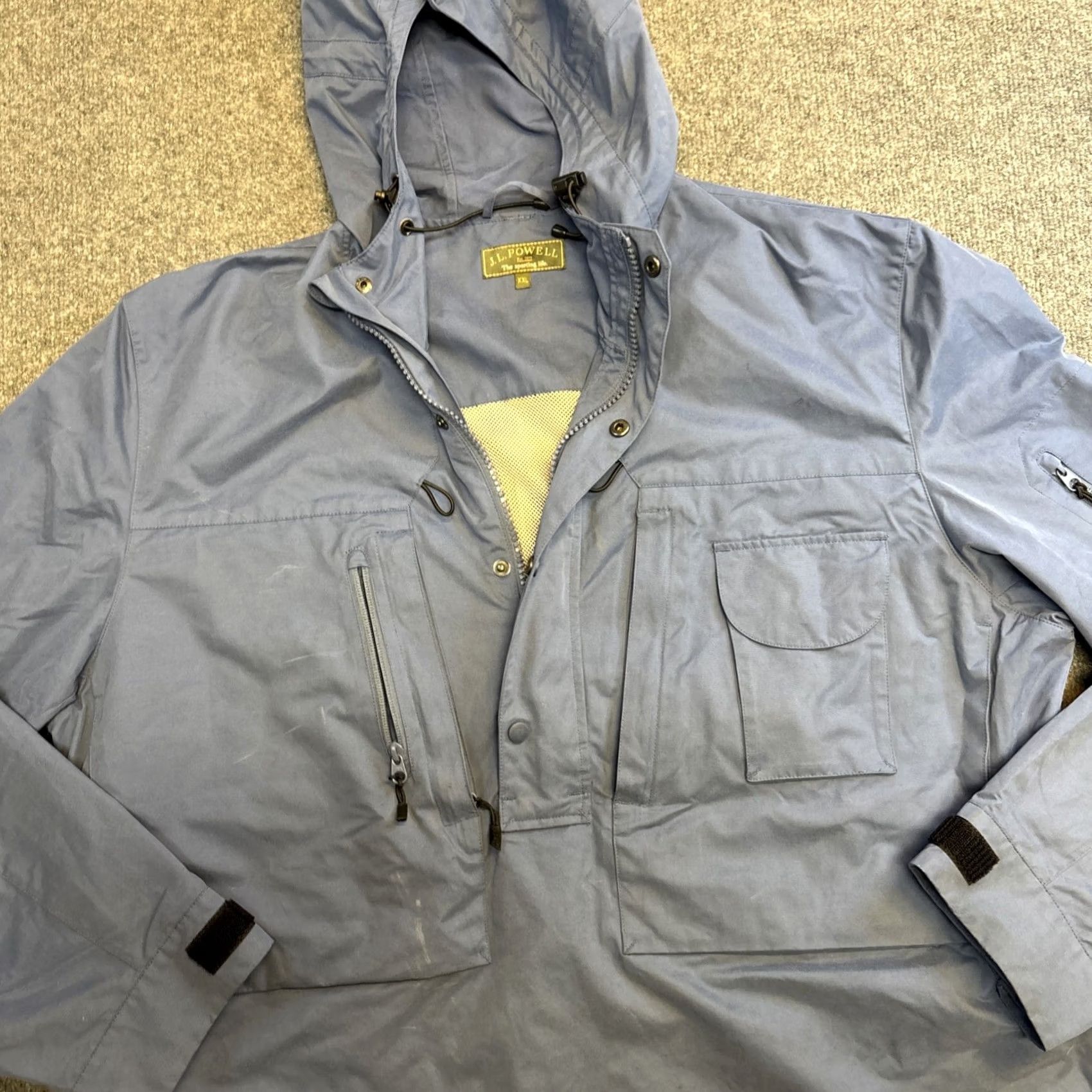 Vintage J L Powell Jacket Hooded Blue Men's XXL Full Zip Rain Size US XXL / EU 58 / 5 - 3 Thumbnail