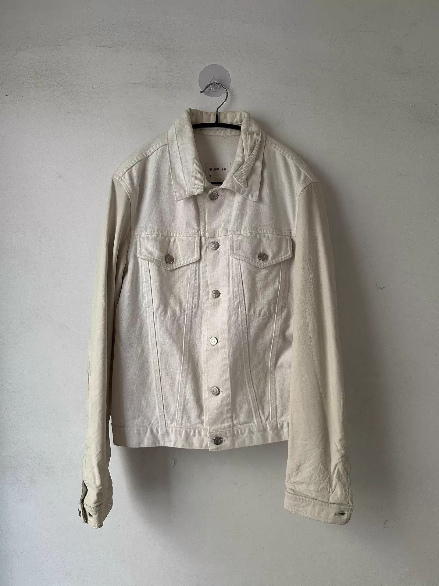Helmut Lang Helmut Lang Vtg Slim 2p White Leather-sleeve Denim Jacket Size US M / EU 48-50 / 2 - 1 Thumbnail