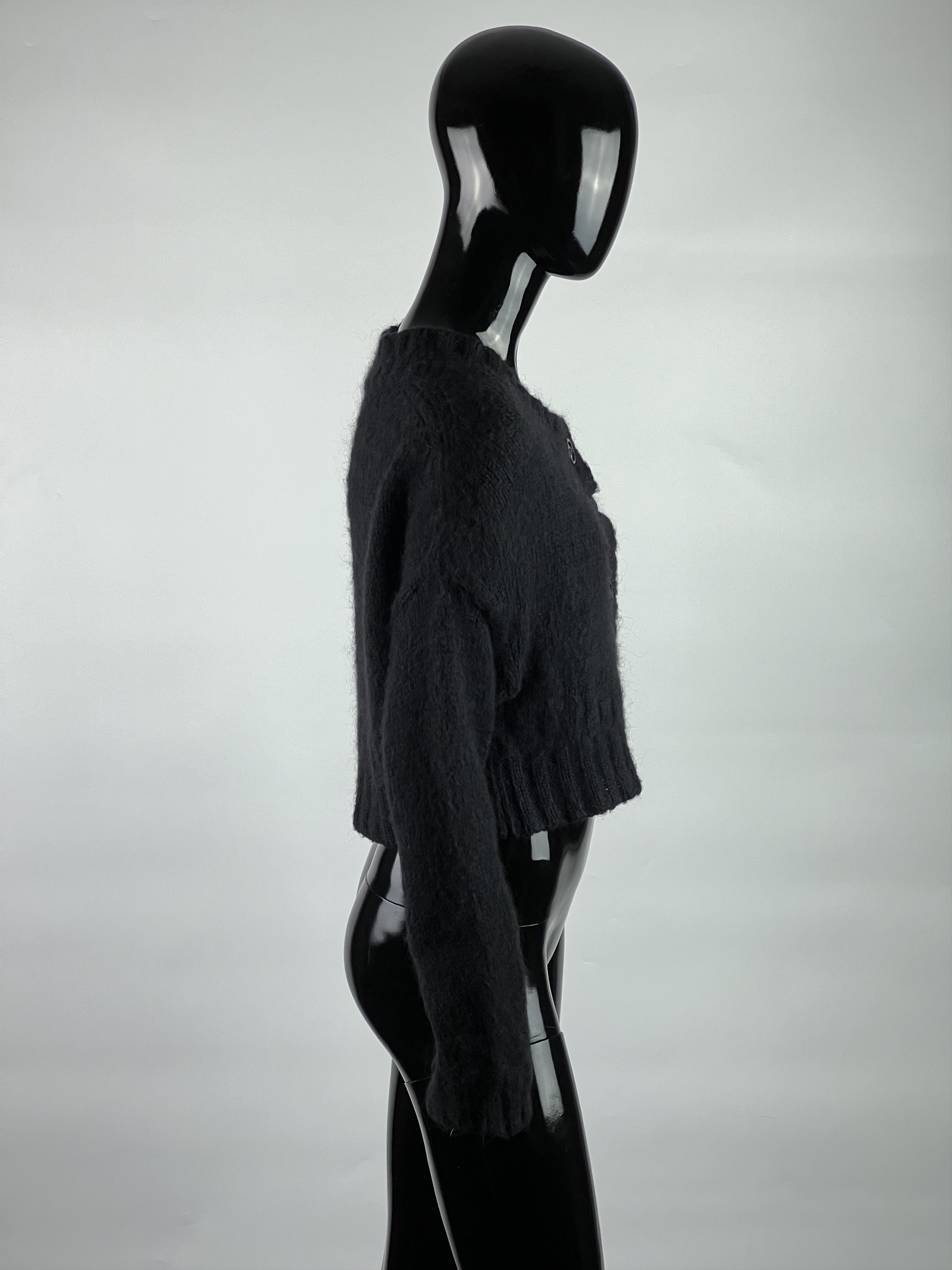 John Galliano John Galliano Black Mohair Cropped Cardigan Size L / US 10 / IT 46 - 2 Thumbnail