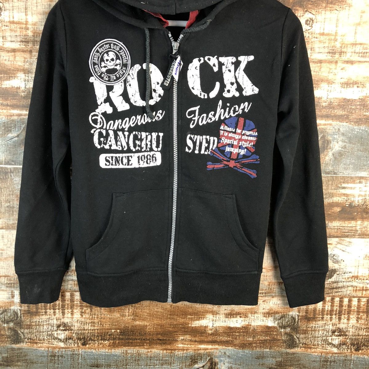 Japanese Brand Gang Busters skull punk Black sweater Hoodie #A2458 Size US XS / EU 42 / 0 - 3 Thumbnail