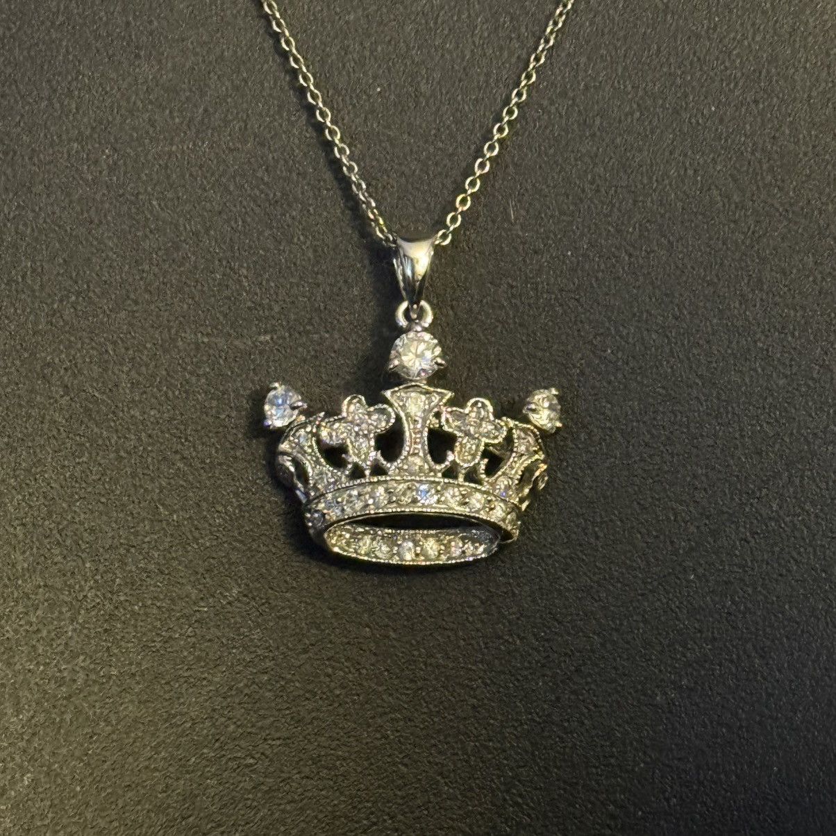 Vintage Vintage Ross Simons 925 pave crown pendant necklace Size ONE SIZE - 2 Thumbnail