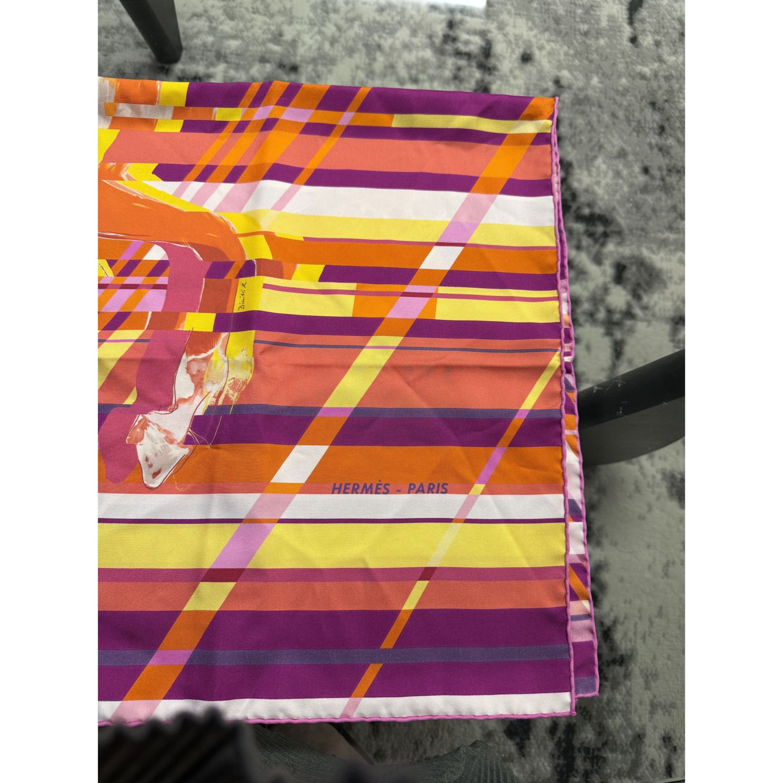 Hermes Hermès Paris Multicolor Silk Twill Scarf With Abstract Desig Size ONE SIZE - 10 Thumbnail