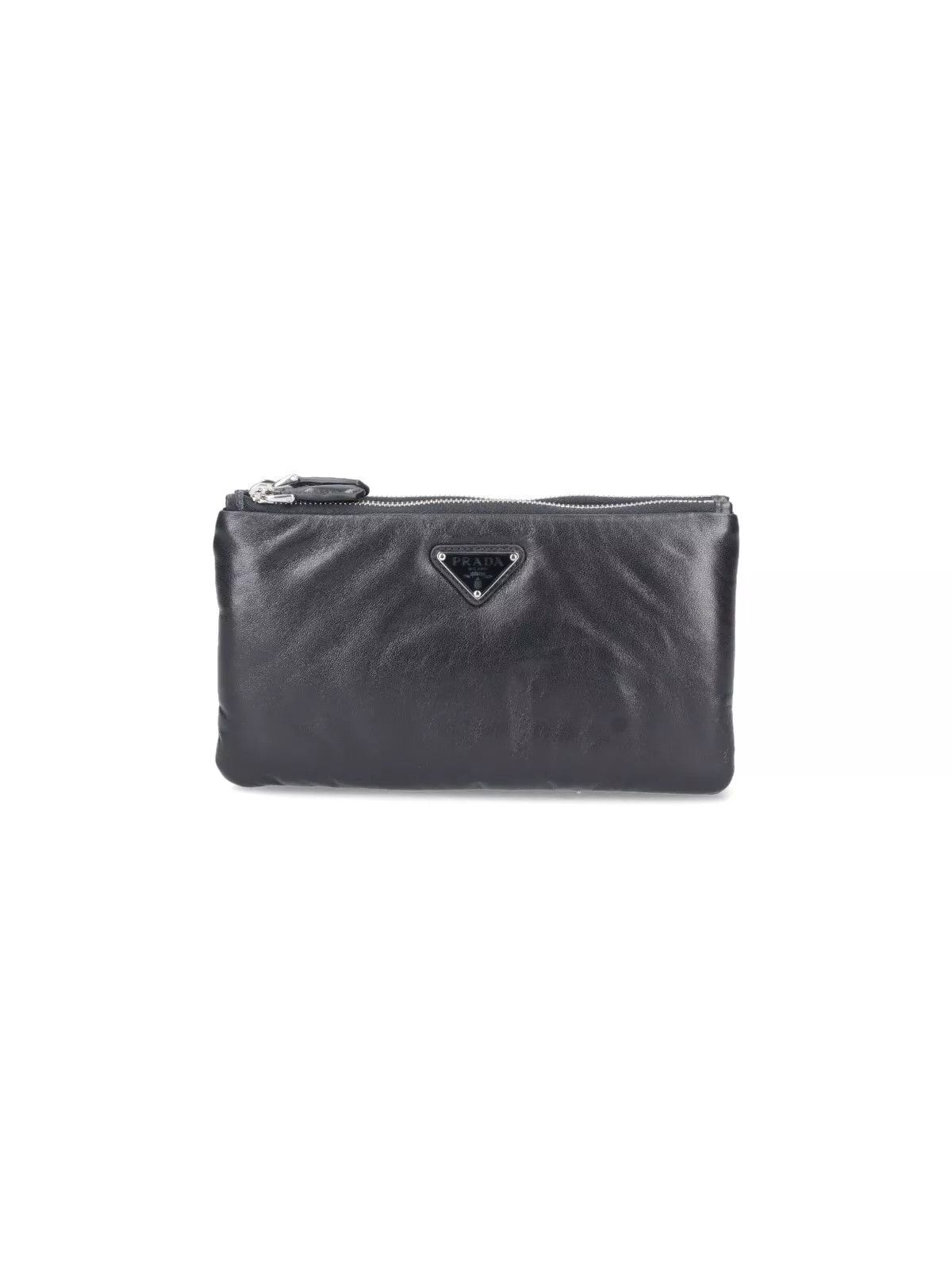 PRADA Black Leather Double Pouch New And Authentic