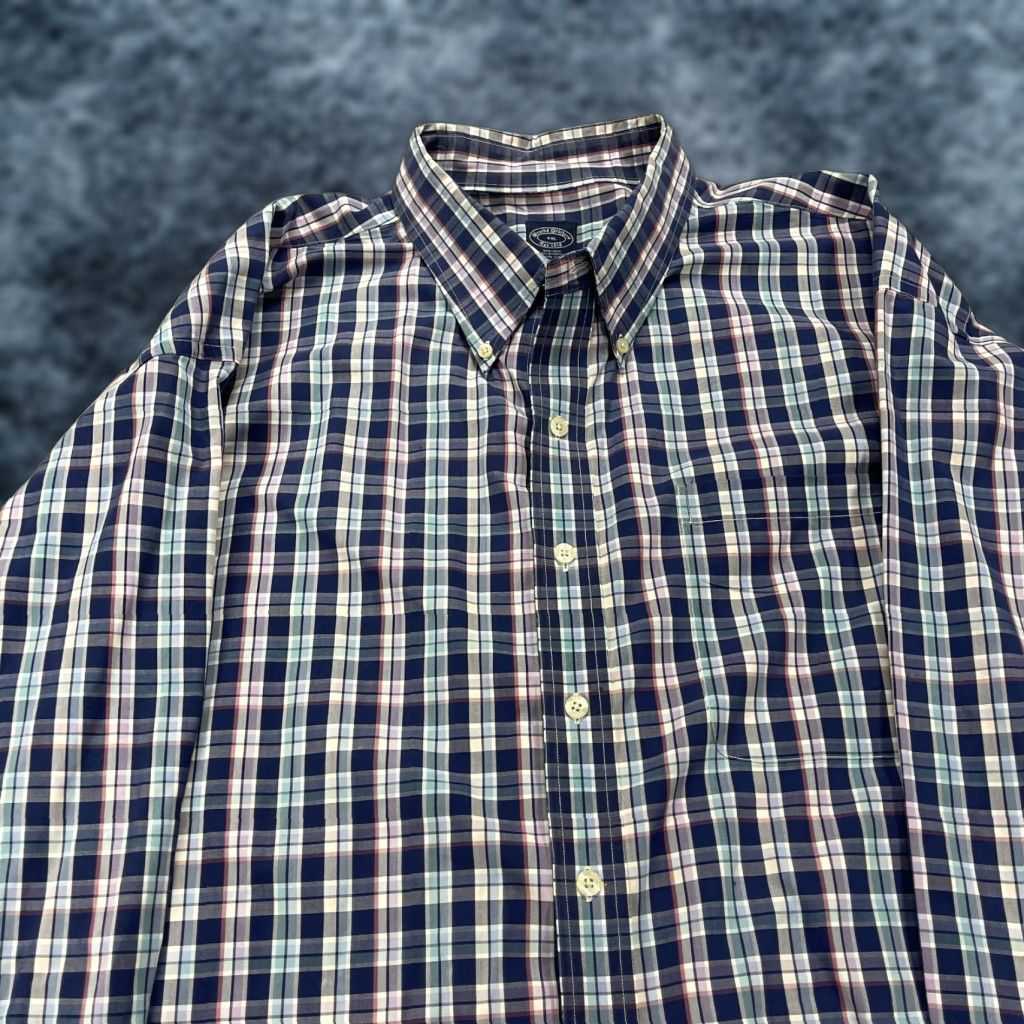 Brooks Brothers Brooks Brothers Shirt Mens 4XL Blue Plaid 100% Cotton Long Sleeve Button-Up Casual Size US XXL / EU 58 / 5 - 1 Thumbnail