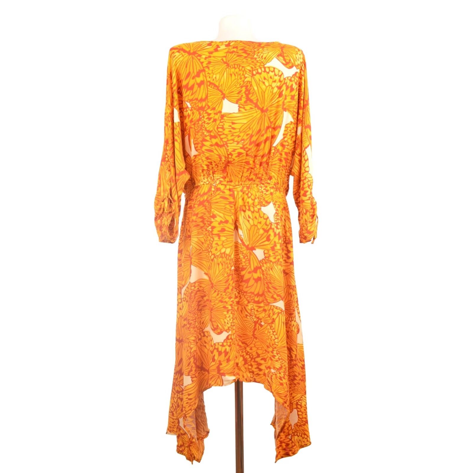 Vintage Ivana Helsinki Nordic Tricot Butterfly Pattern Viscose Dress M Women Yellow A-Line Long Dress Size M / US 6-8 / IT 42-44 - 5 Thumbnail