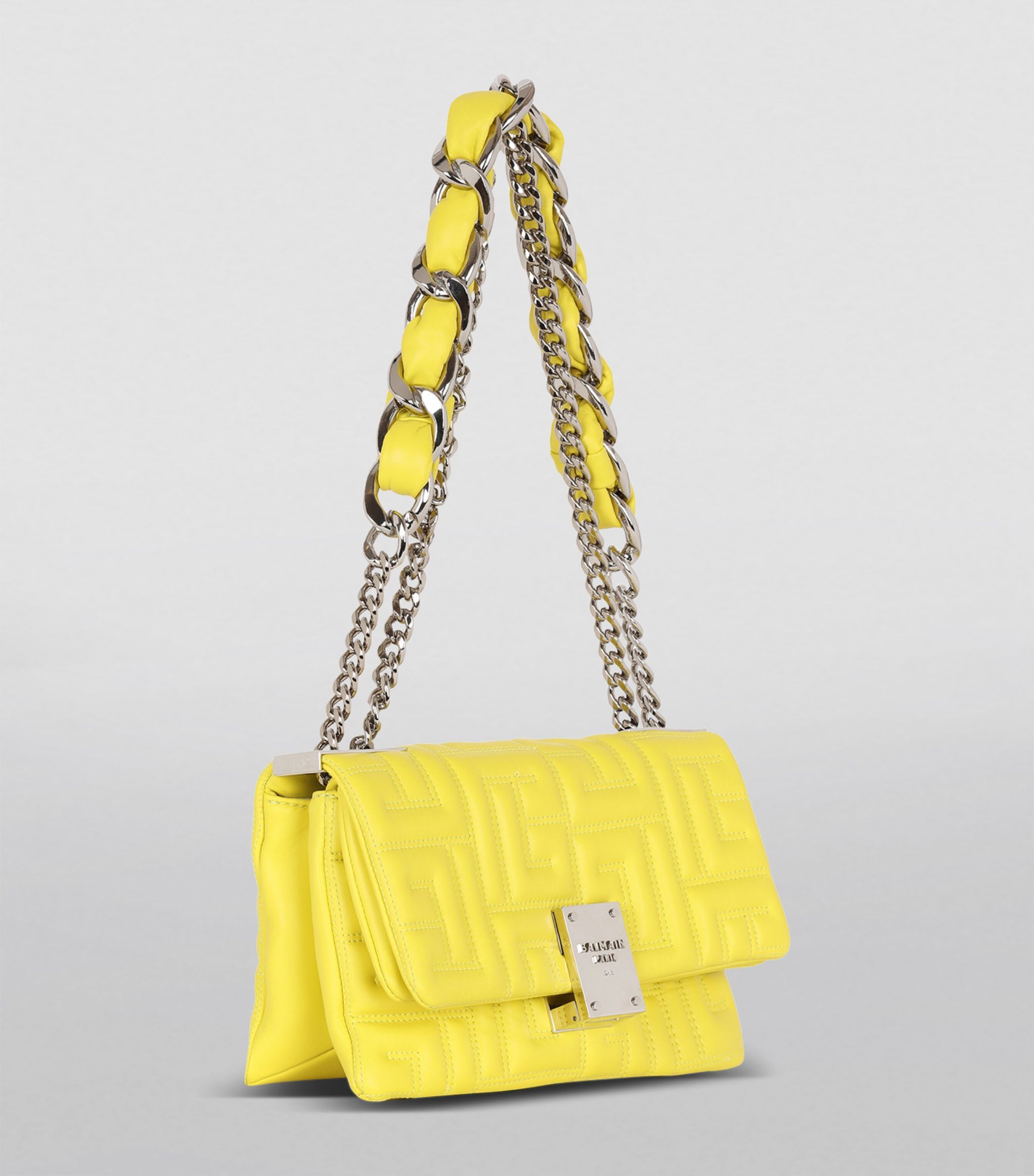 Balmain o1w1db10624 Soft Bag Small Quilted Lambskin Yellow Size ONE SIZE - 3 Thumbnail