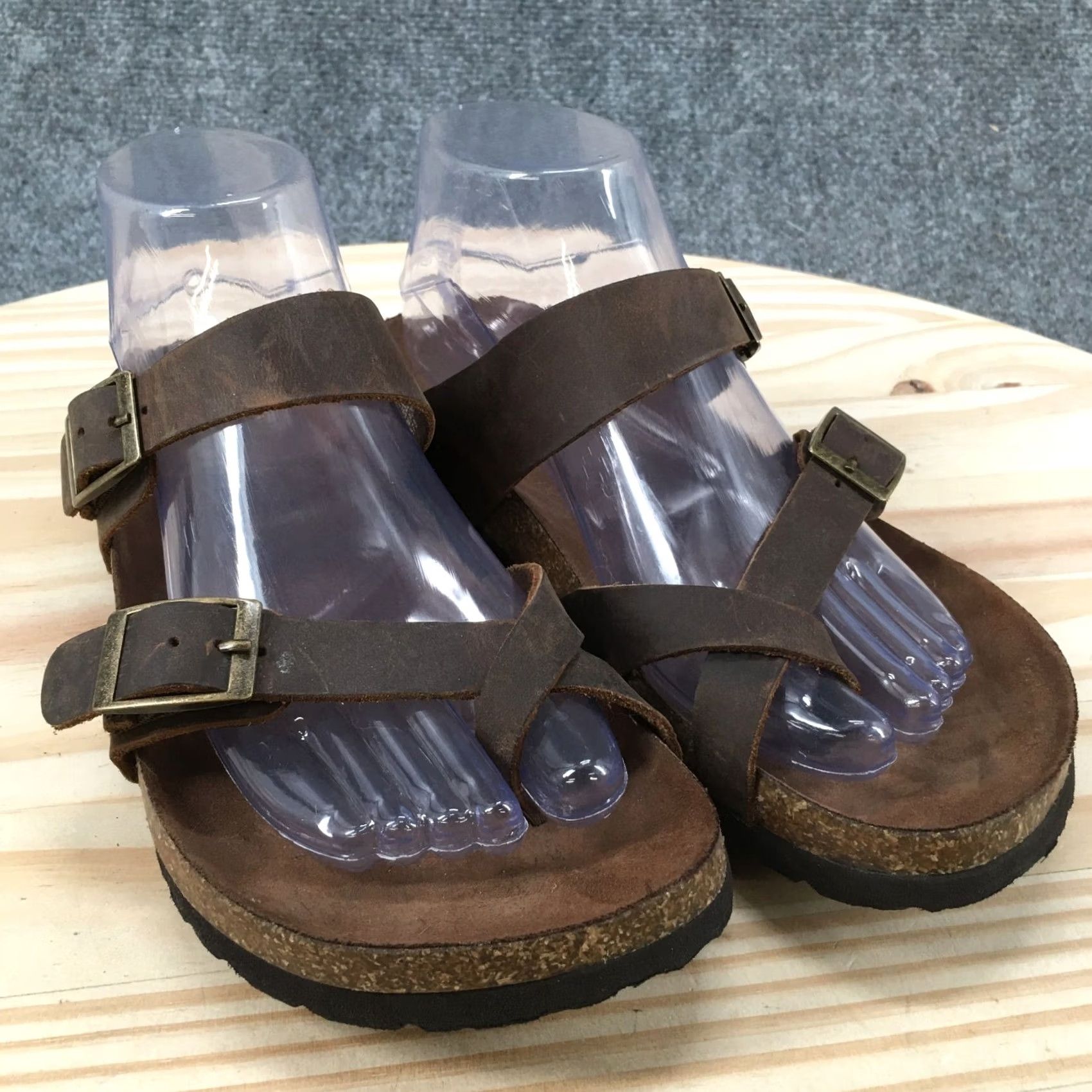 Vintage White Mountain Gracie Sandal Womens 7 M Brown Slip On Slide Flats Footbeds Leather Upper Casual Shoes Size US 7 / IT 37 - 6 Thumbnail