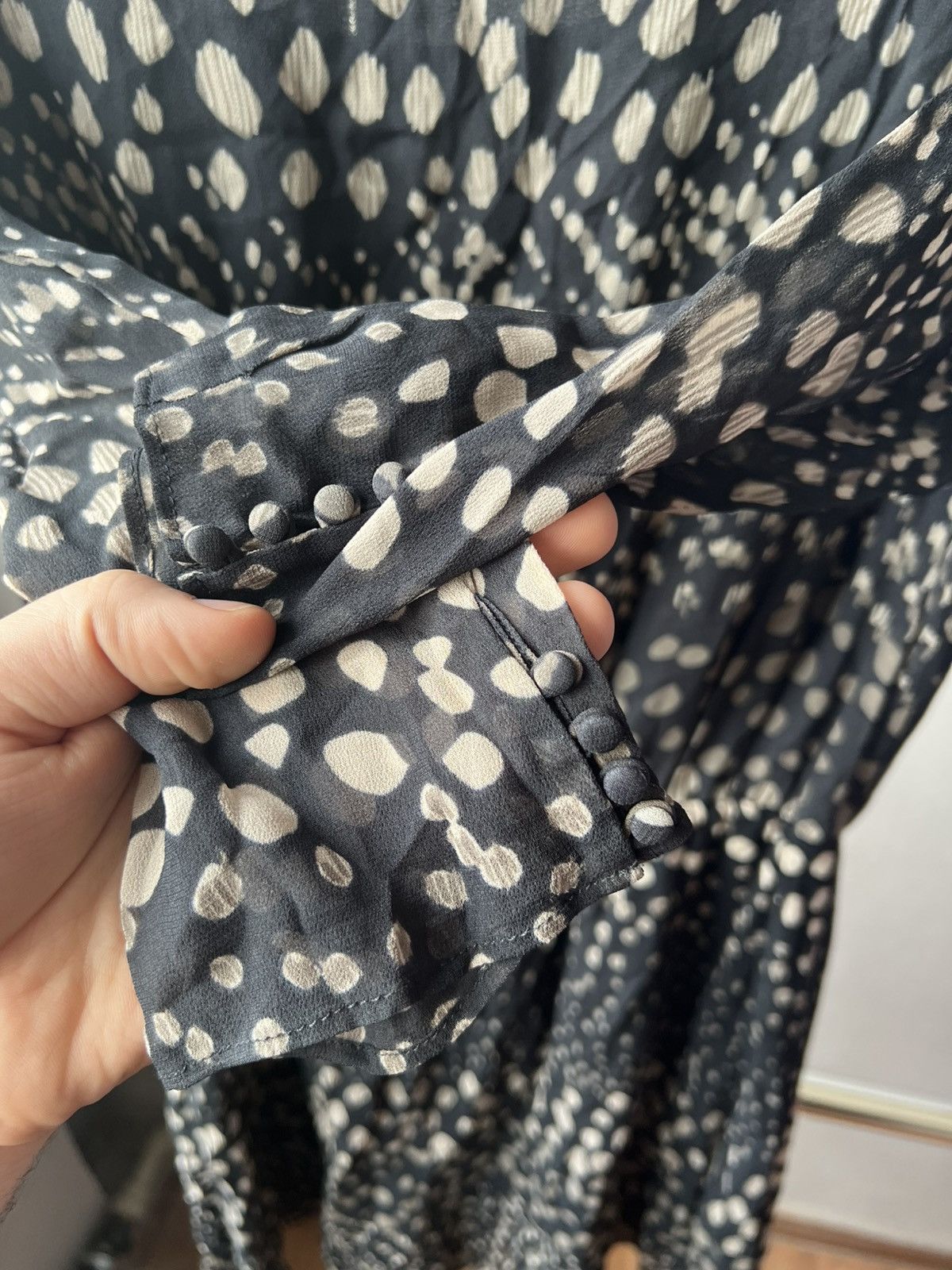 ba&sh BA&SH IANIS FLOATY POLKA DOT MINI DRESS BLACK WHITE VISCOSE Size S / US 4 / IT 40 - 9 Thumbnail