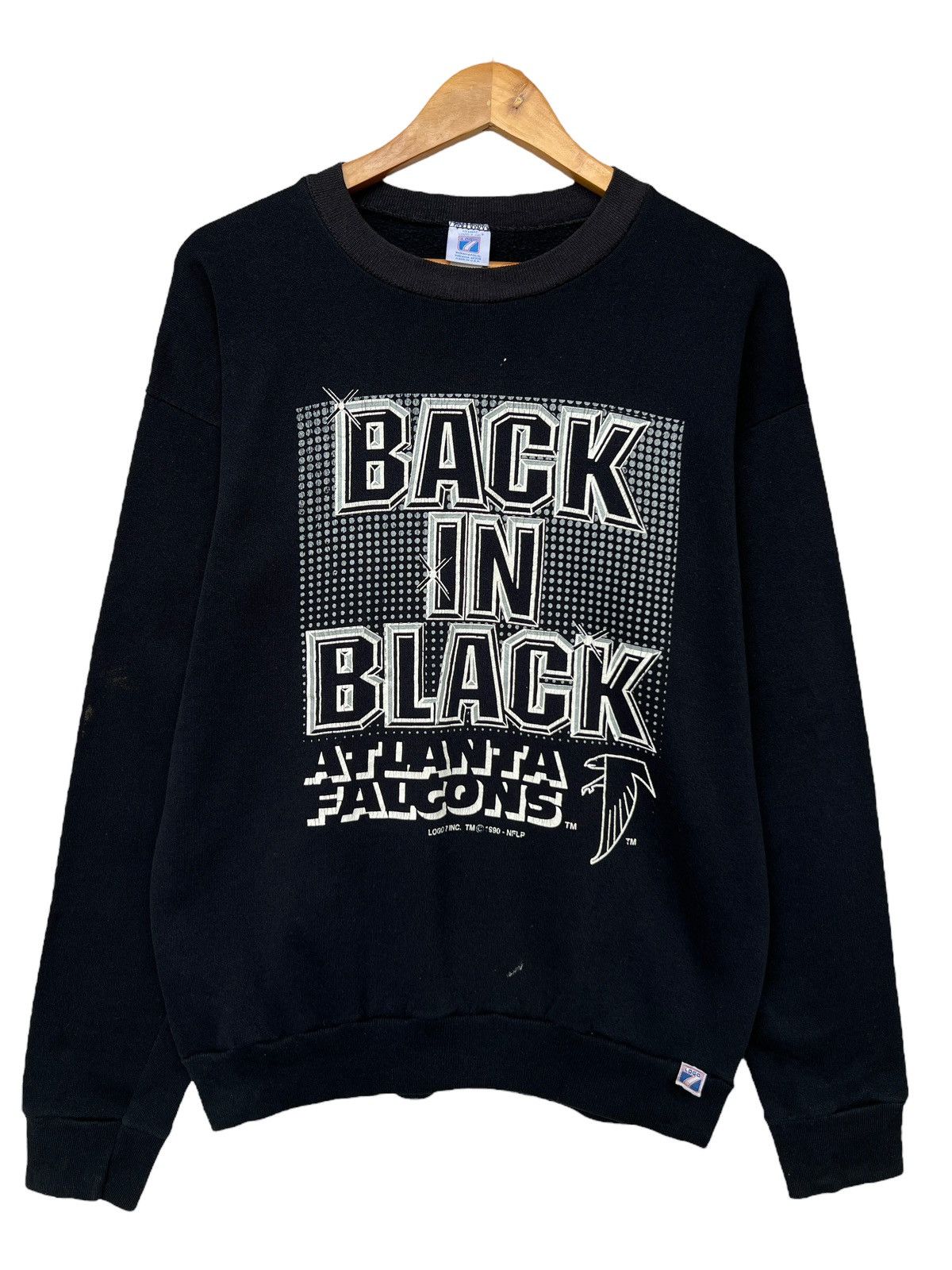 image of 90’S Nfl Atlanta Falcons Back In Black Sweatshirt, Men's (Size Medium)