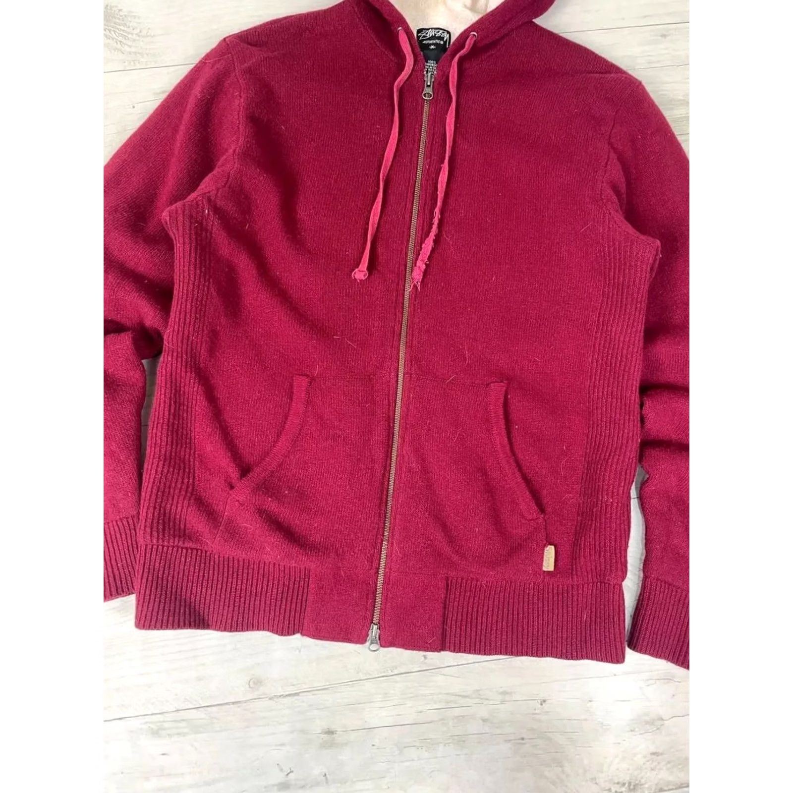 Vintage VINTAGE Stussy Hoodie Sweater Knit Wool Red Men Size M Casual Size US M / EU 48-50 / 2 - 3 Thumbnail