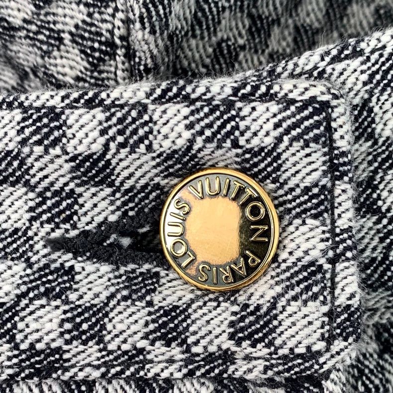 Louis Vuitton Louis Vuitton 22 Grey Checker Cotton Casual Denim Shorts Size 37" - 6 Thumbnail