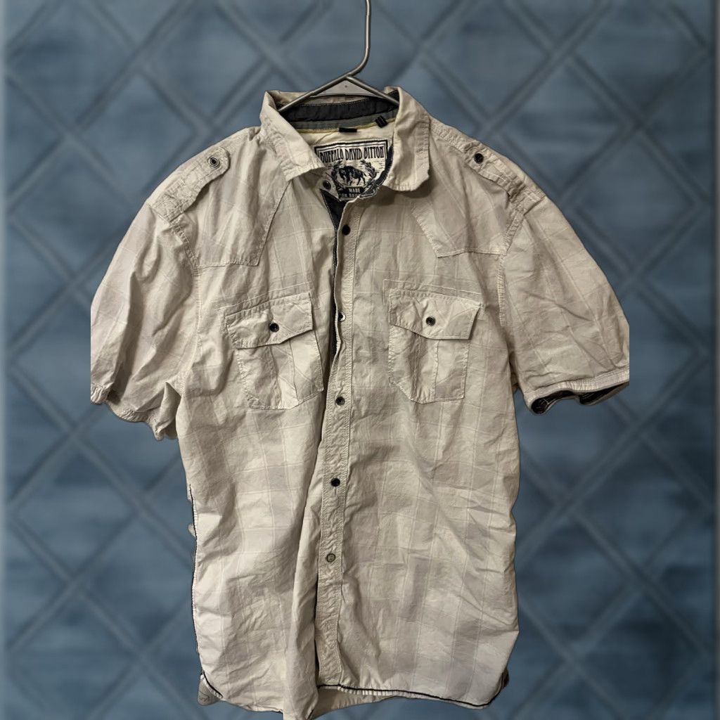 Buffalo David Bitton Buffalo David Bitton Men's Gray Check Short Sleeve Button-Down Shirt XL Size Size US XL / EU 56 / 4 - 1 Thumbnail
