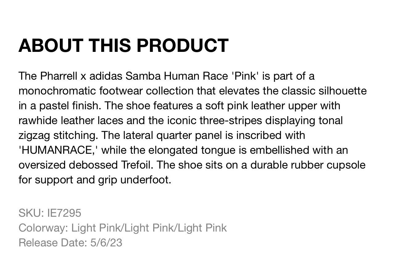 Adidas × Pharrell Pharrell x adidas Samba Human Race 'Pink' No BOX Size US 8.5 / EU 41-42 - 3 Thumbnail
