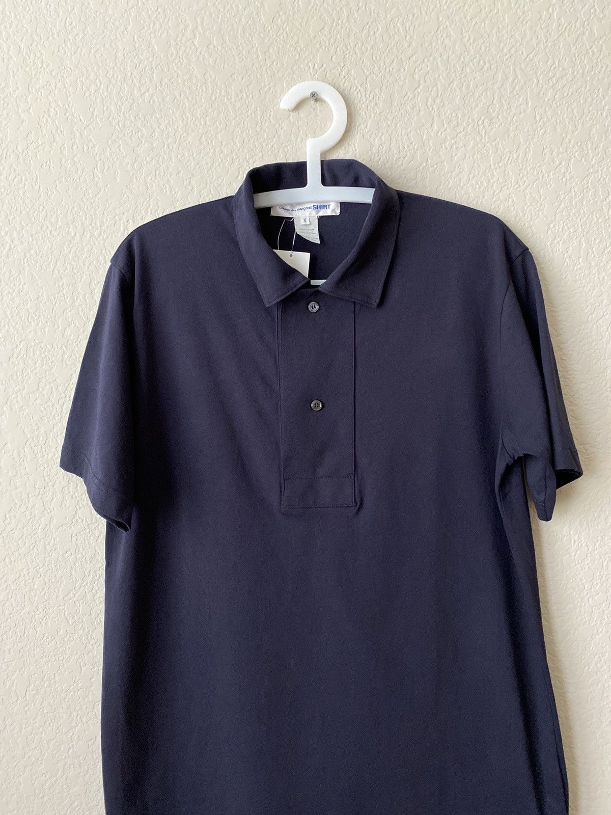 Comme des Garcons SHIRT Comme des Garçons Navy 100% Cotton Oversized Placket Polo Size US XL / EU 56 / 4 - 2 Thumbnail