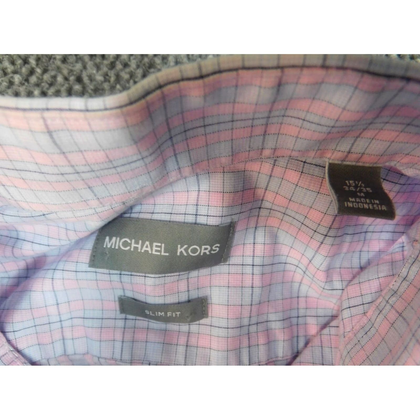 Michael Kors Michael Kors Mens Shirt Medium pink plaid button down slim fit Size US M / EU 48-50 / 2 - 5 Thumbnail