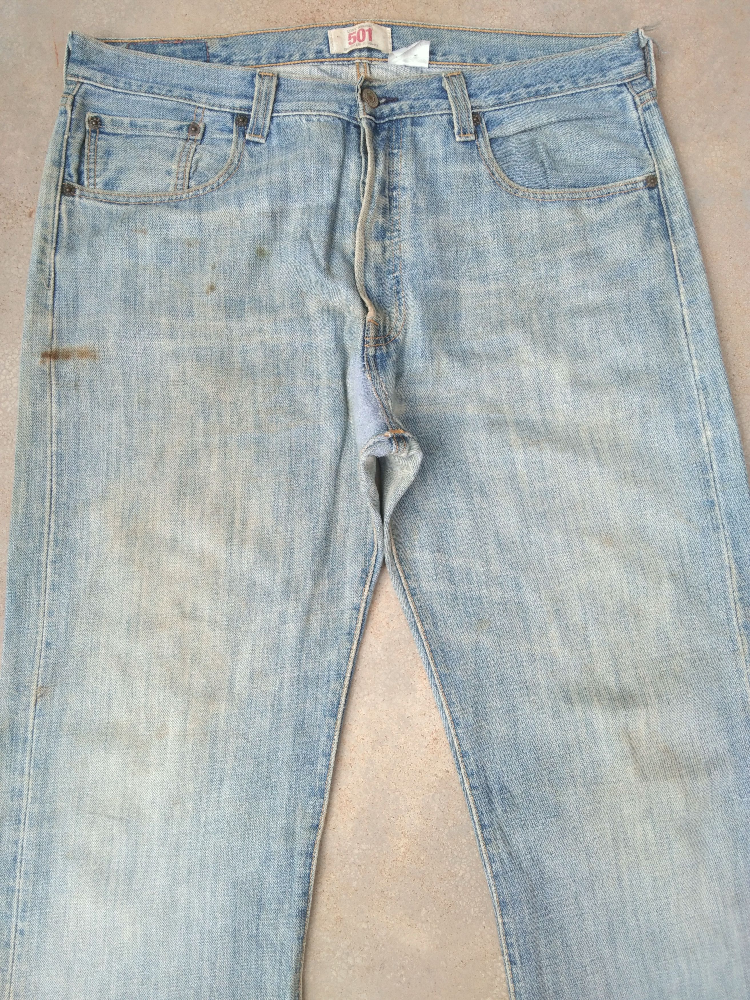 Levi's Vintage Levi's 501 Straight Leg Dirty Distressed Jeans 34x36 Size US 34 / EU 50 - 4 Thumbnail