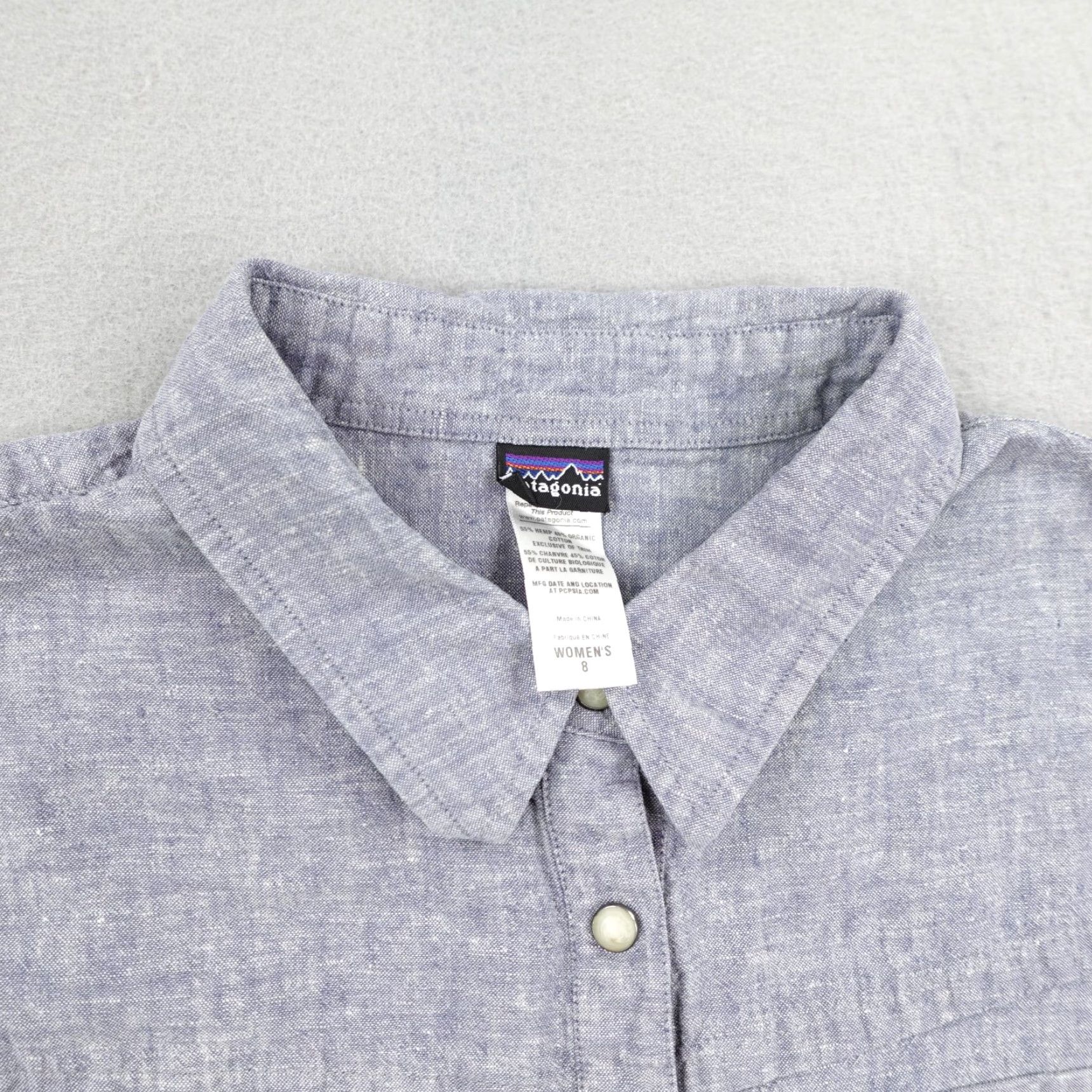 Patagonia Patagonia Shirt Womens 8 Blue Long Sleeve Highlands Pearl Snap Hemp Blend Top Size M / US 6-8 / IT 42-44 - 2 Thumbnail