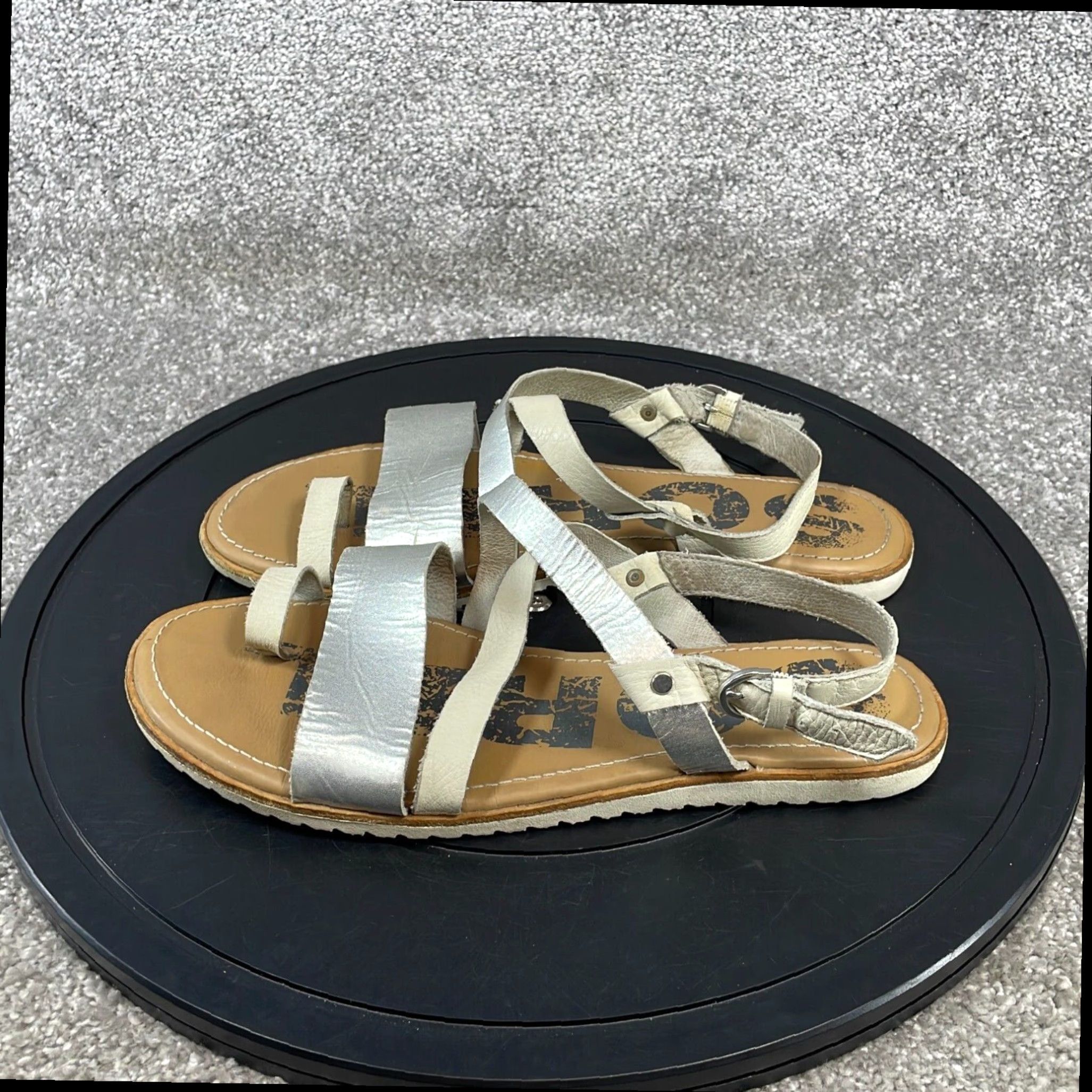 SOREL Ella Sandals Womens Size 10 Extra Large XL Silver Beige Leather Size US 8 / IT 38 - 3 Thumbnail
