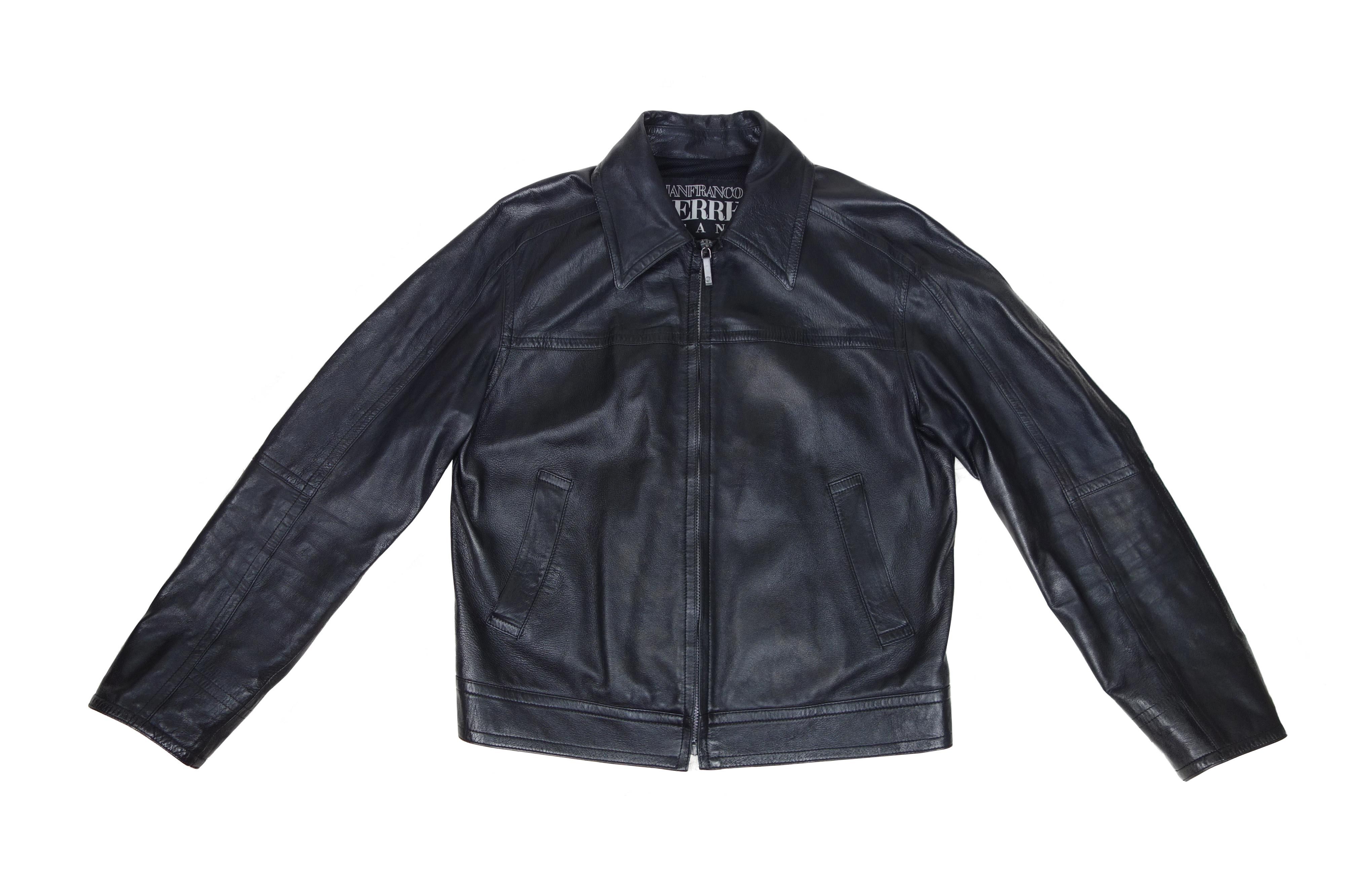 GF Ferre × Gianfranco Ferre GIANFRANCO FERRE Soft Leather Jacket Zip Vintage Size L 90s Size L / US 10 / IT 46 - 5 Thumbnail
